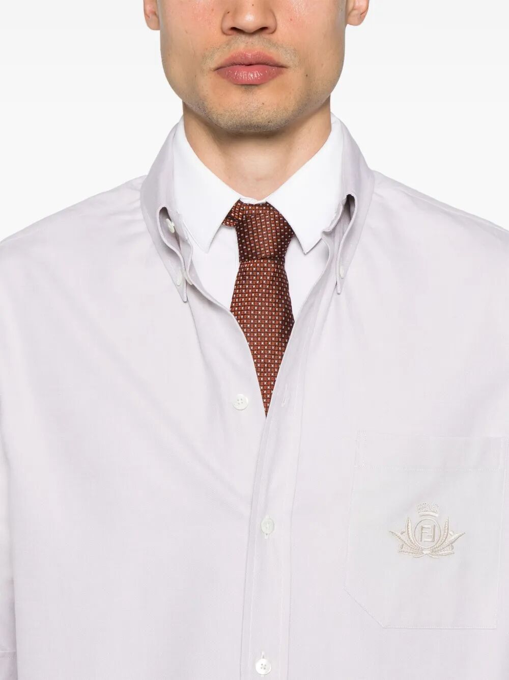 Fendi Oxford shirt with Fendi crest embroidery, view 2