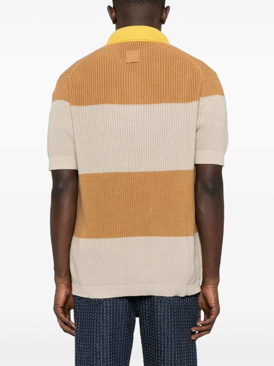 Fendi Striped cotton polo shirt with Fendi club coat of arms, view 4