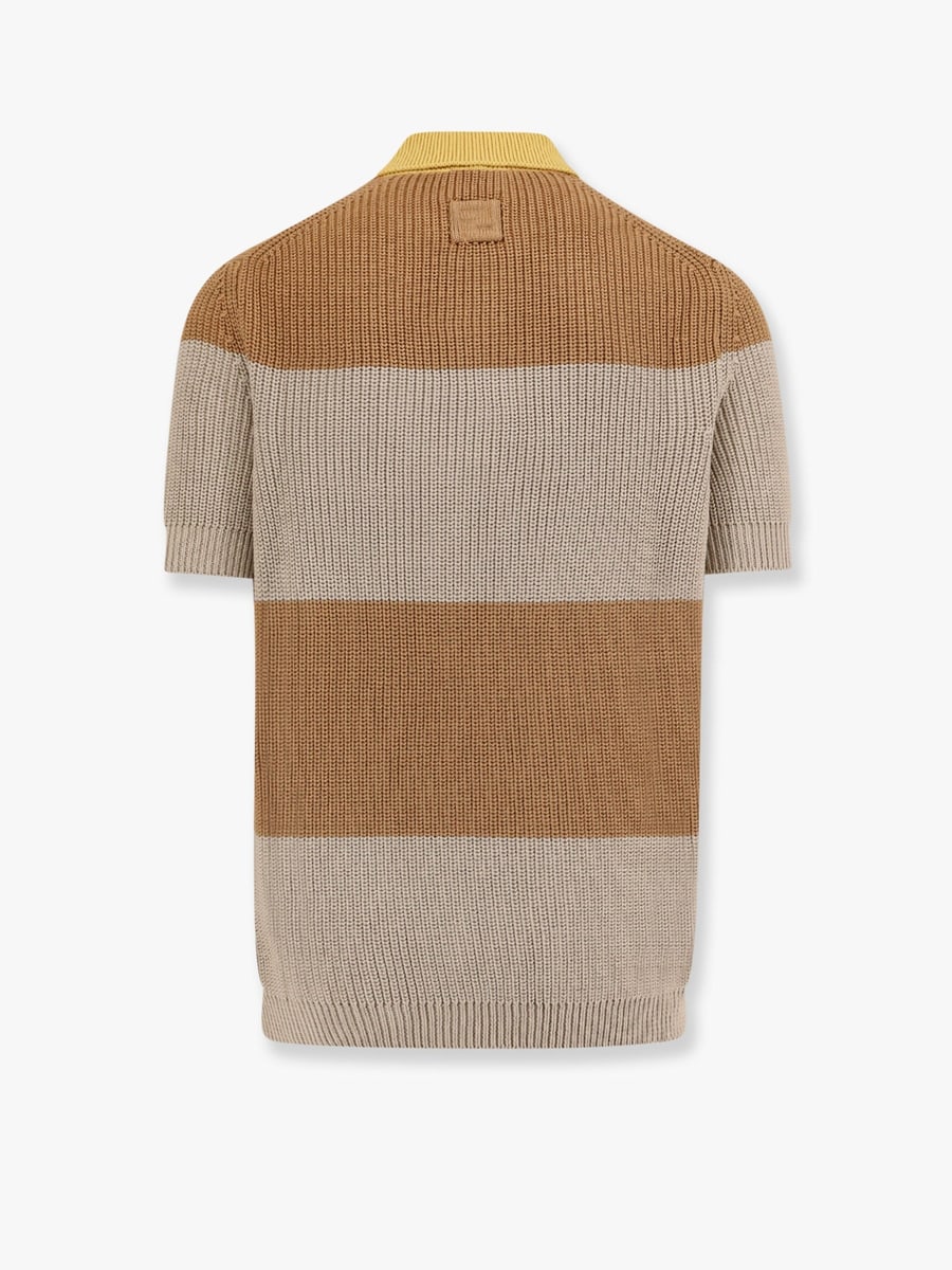 Fendi Striped cotton polo shirt with Fendi club coat of arms, view 5