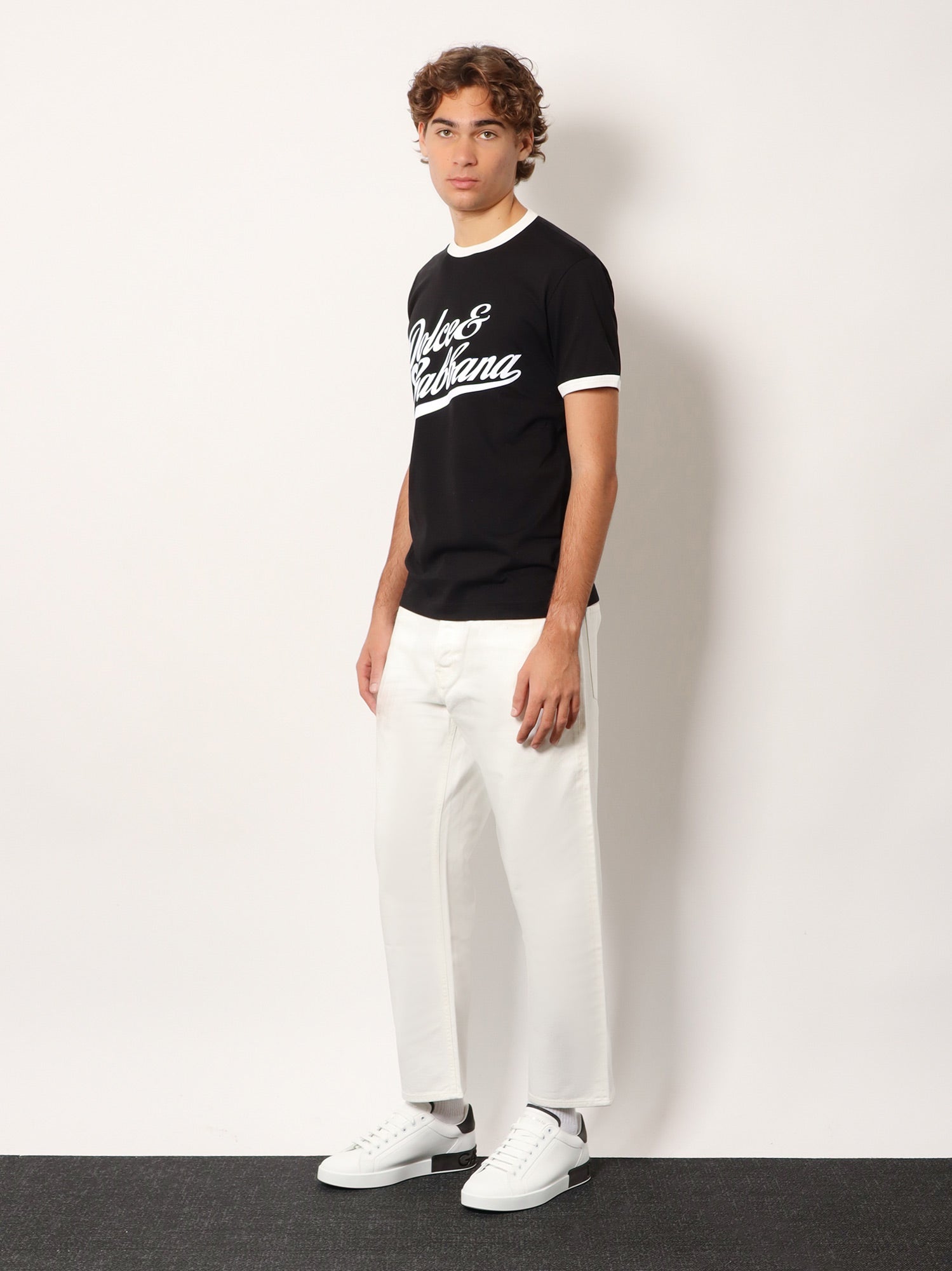Dolce & Gabbana Cotton t-shirt with flocked logo print, view 2