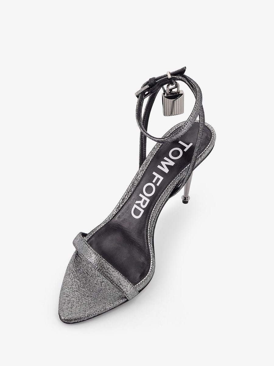 Tom Ford Laminated heeled sandals with laminated effect, view 4