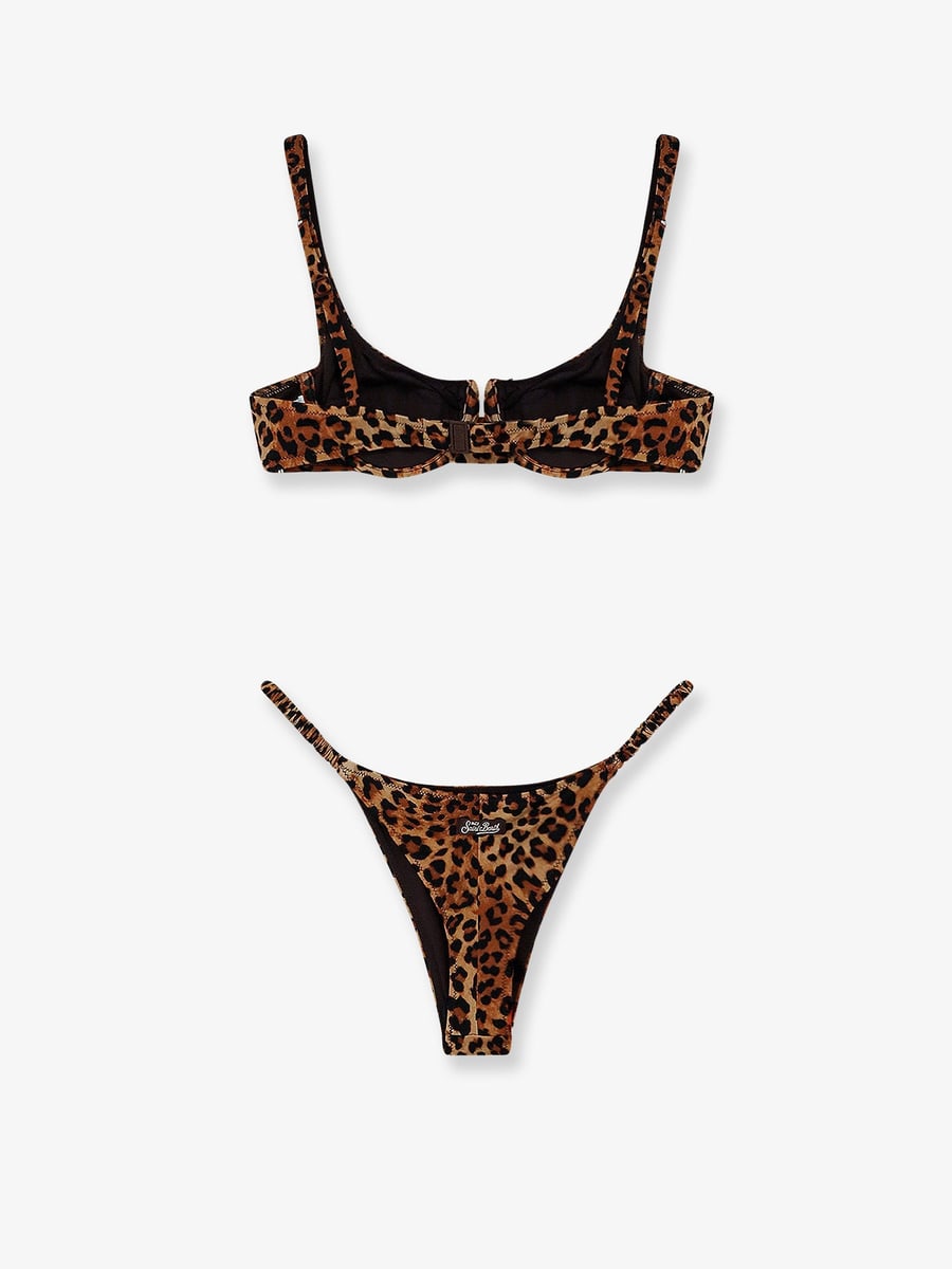 MC2 SAINT BARTH Perlamir nylon bikini with animal print, view 4