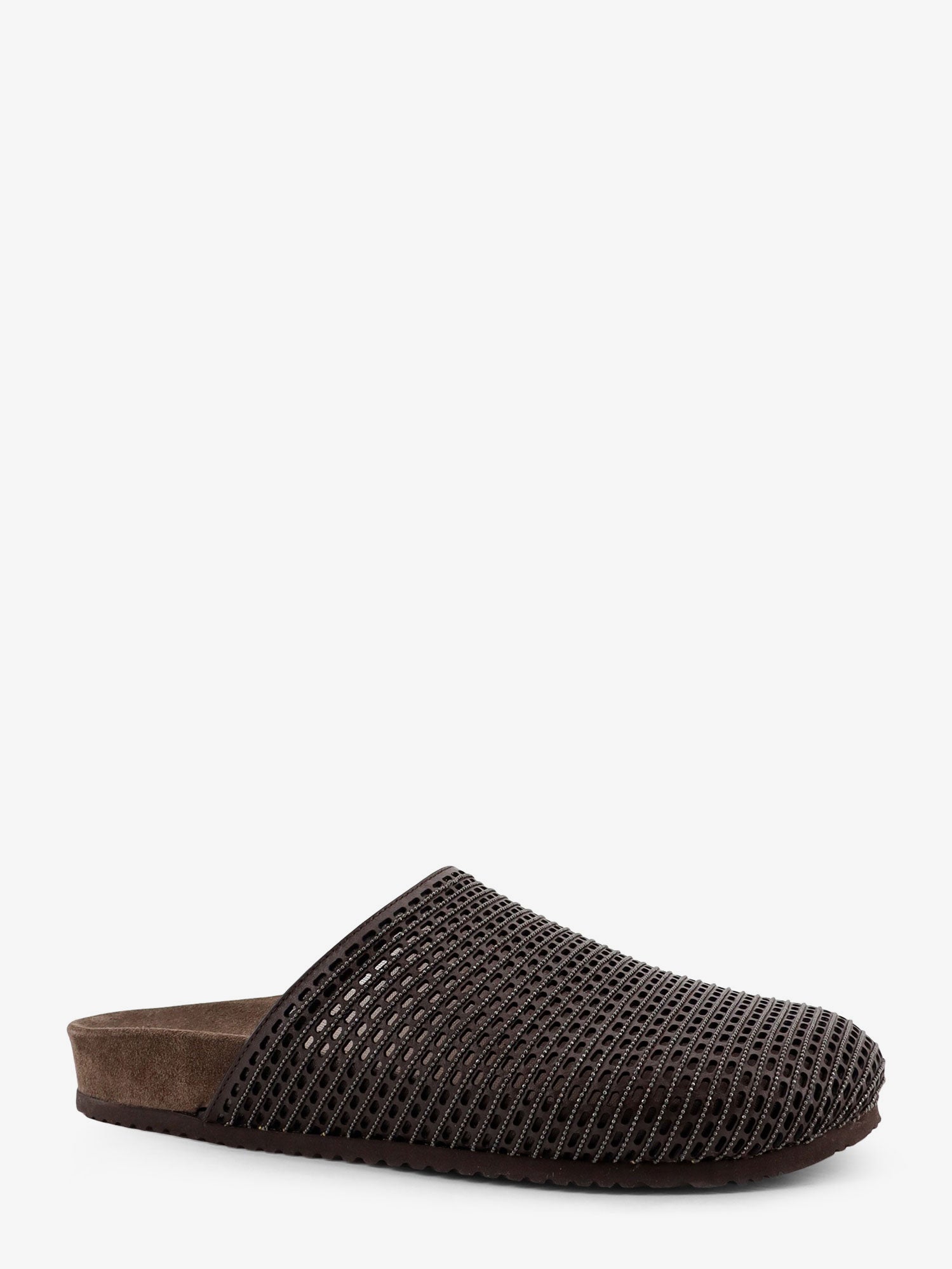 Brunello Cucinelli Leather sandals with Precious Net detail, view 2