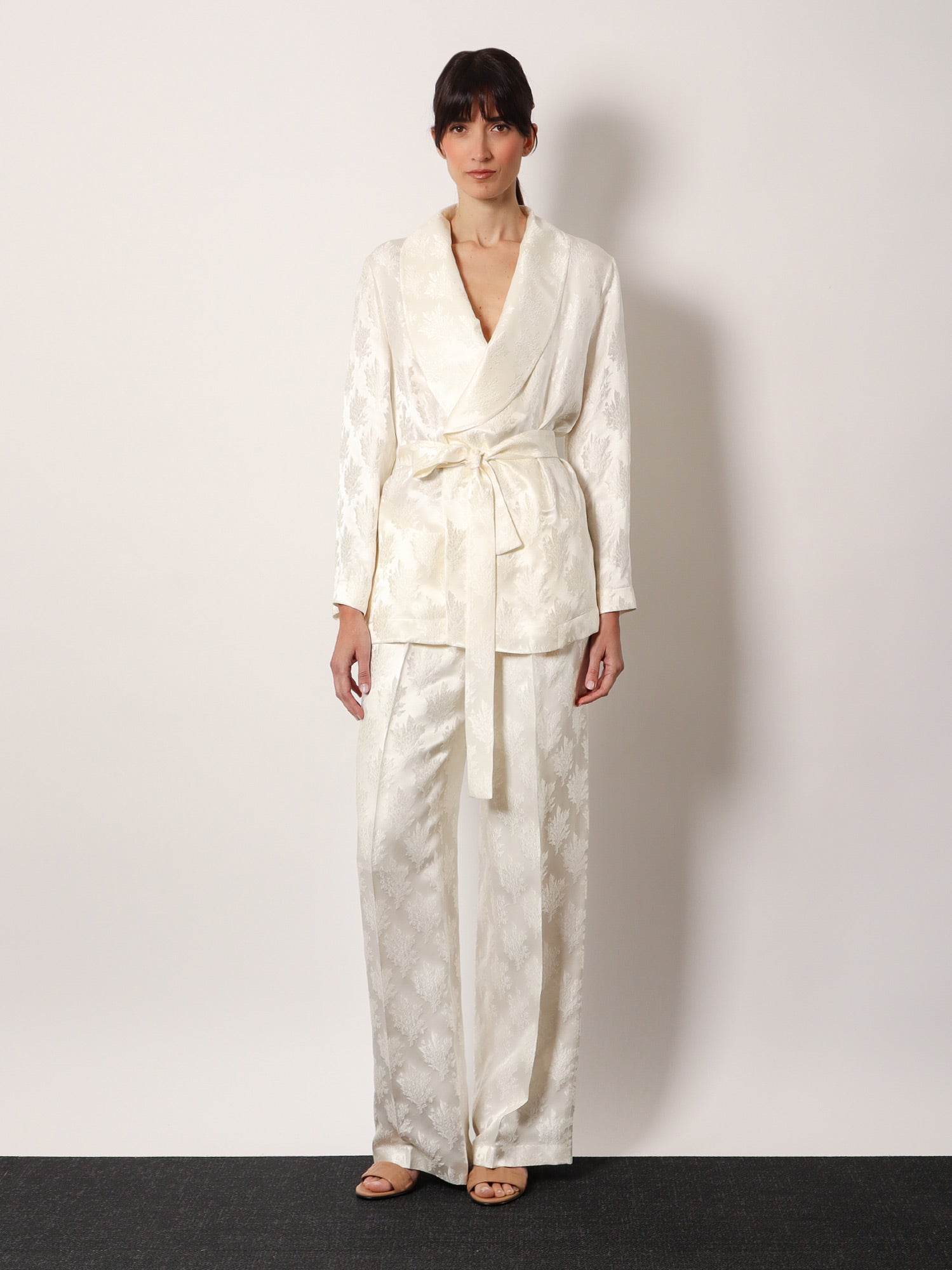 Fendi Jacquard silk trousers with floral motif, view 2