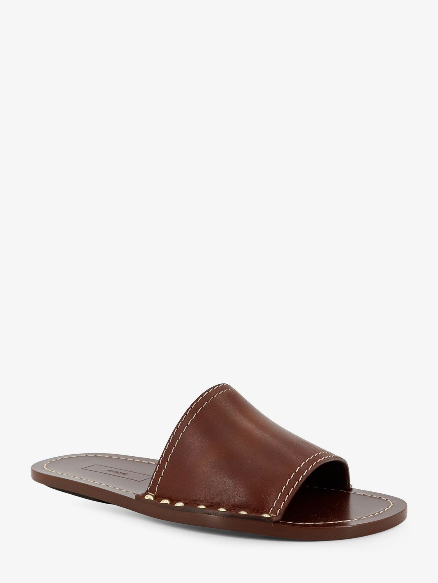 Toteme Low leather sandals with metal studs on the sides, view 2