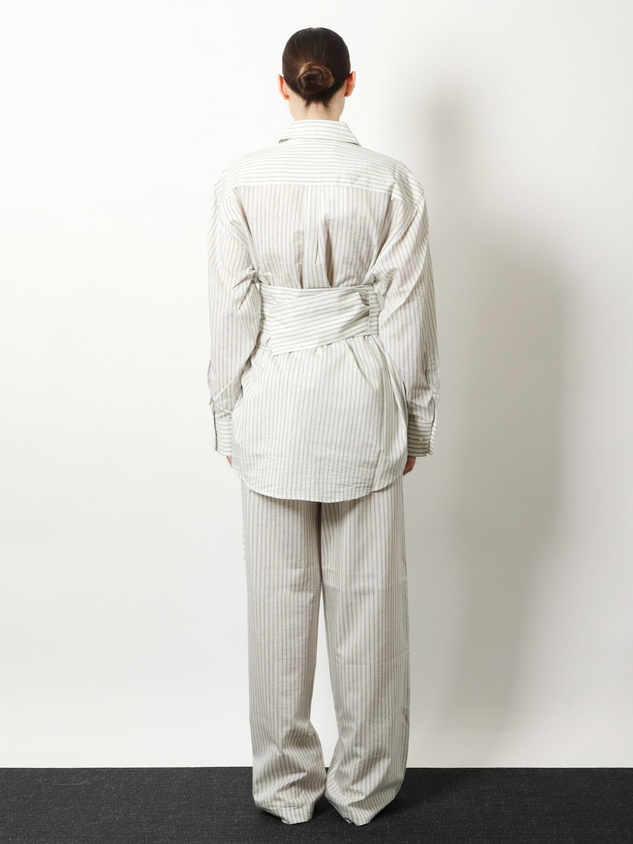 ROHE Silk trousers with striped pattern, view 3