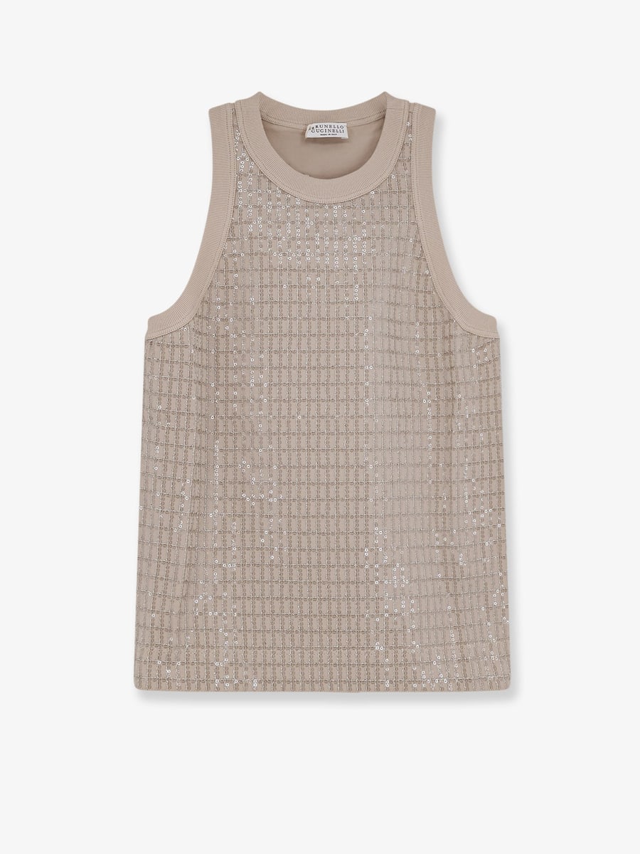 Brunello Cucinelli Dazzling pattern jersey tank top