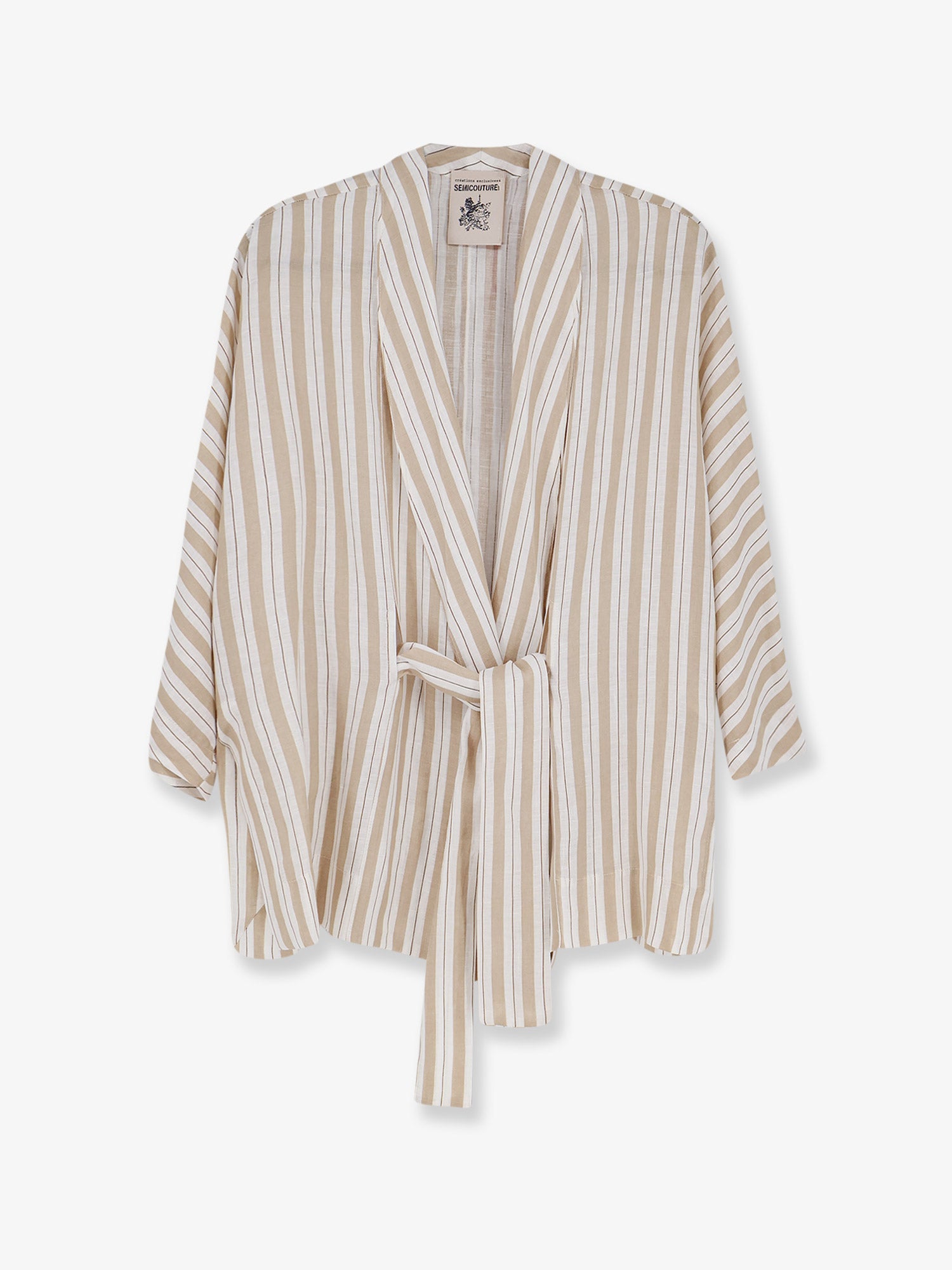 SEMICOUTURE Kimono striped linen shirt