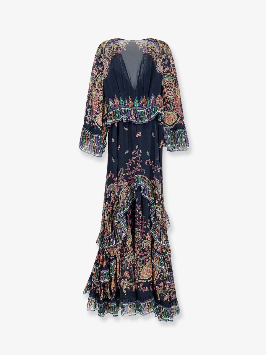 Etro Multicolor silk long dress, view 2