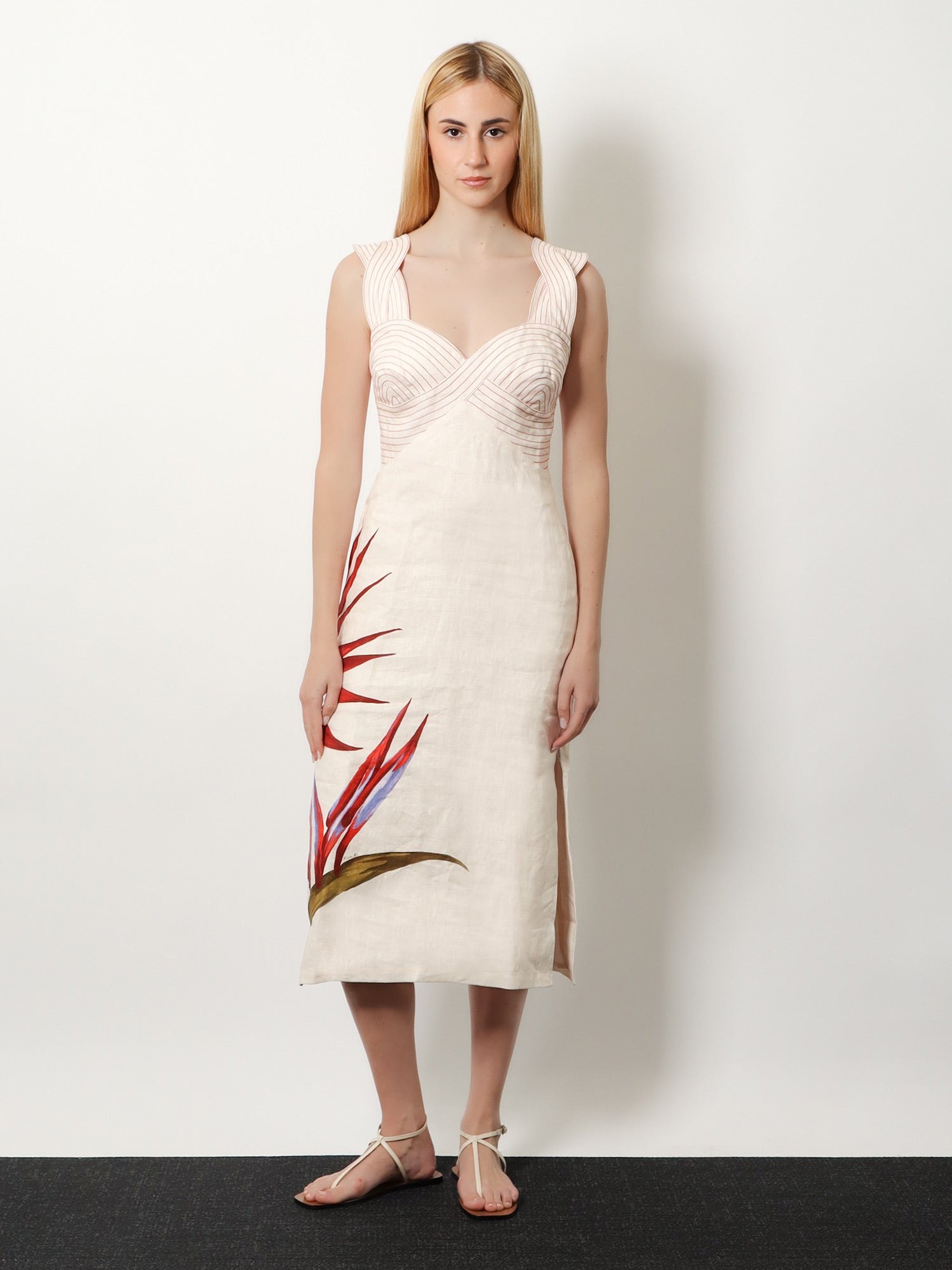 FARM RIO Strelizia linen dress, view 2