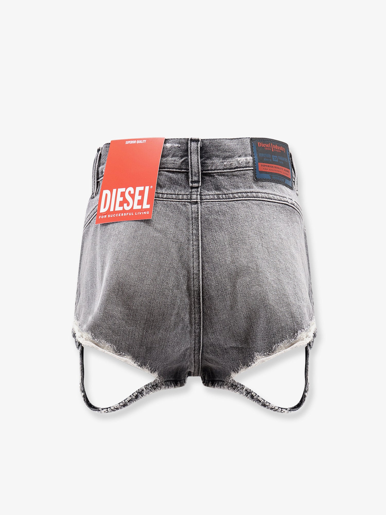 Diesel Blue denim shorts with a destroyed effect, view 2