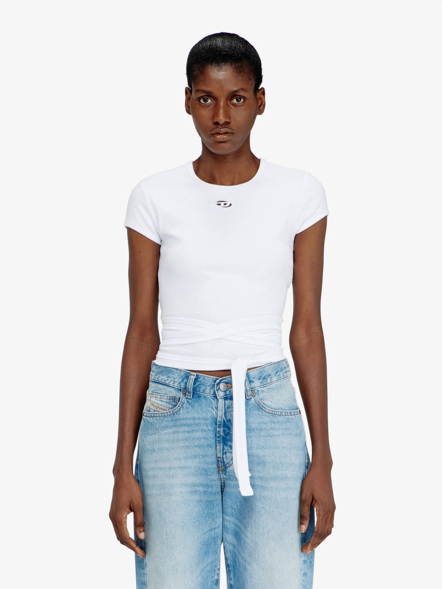 Diesel T-BUNNY-TAIL- S1 cotton T-shirt with tie bands, view 3
