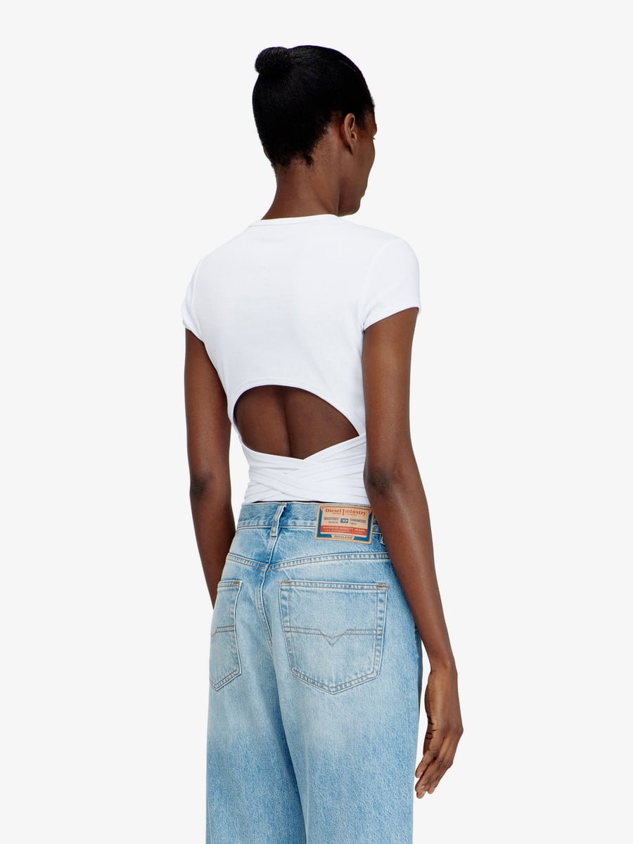 Diesel T-BUNNY-TAIL- S1 cotton T-shirt with tie bands, view 4