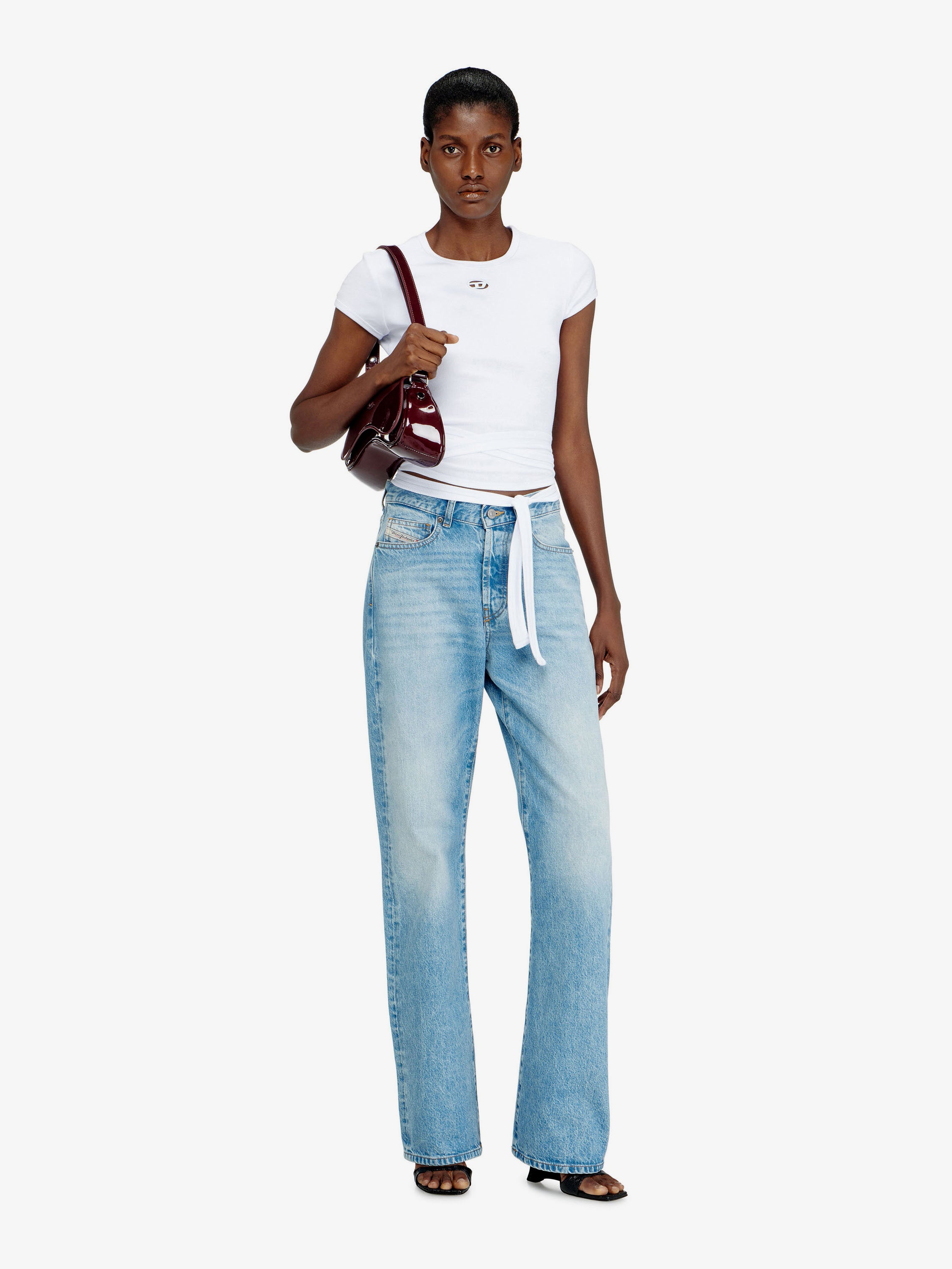 Diesel T-BUNNY-TAIL- S1 cotton T-shirt with tie bands, view 2