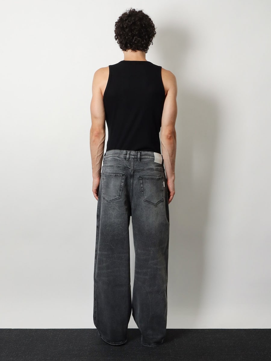 NUMERI 123456789 Grey denim trousers, view 3