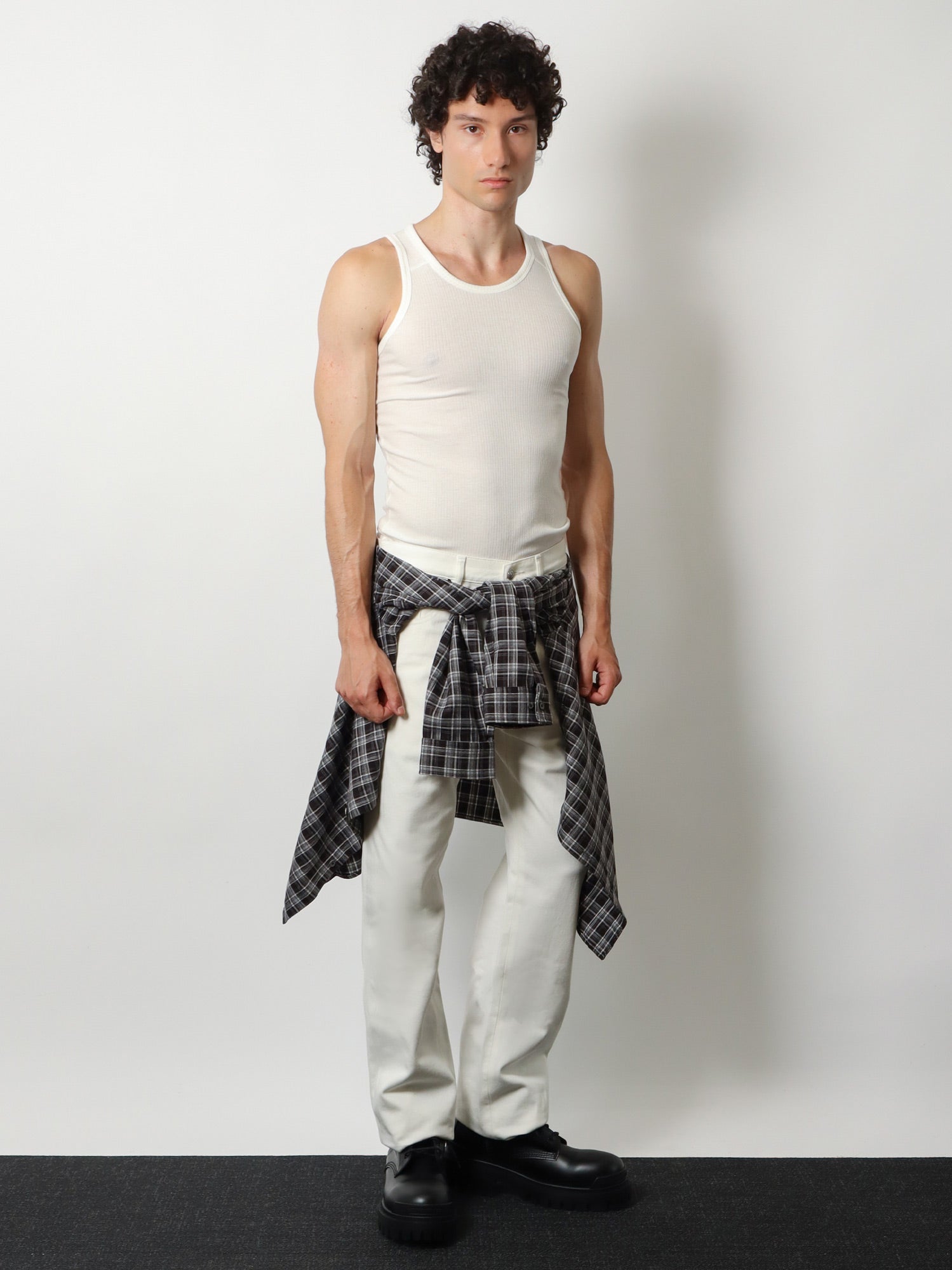 NUMERI 123456789 White denim trousers, view 2