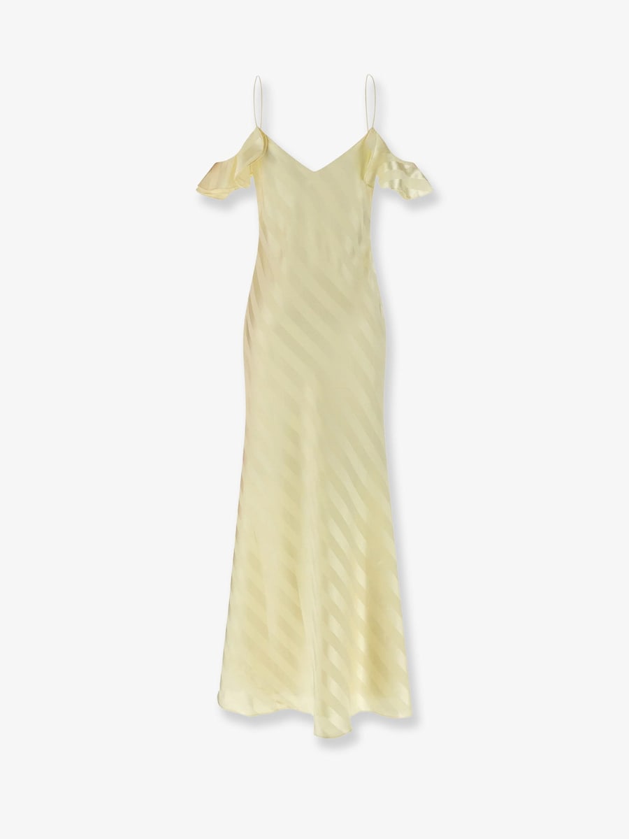 self-portrait Striped satin long dress, view 2