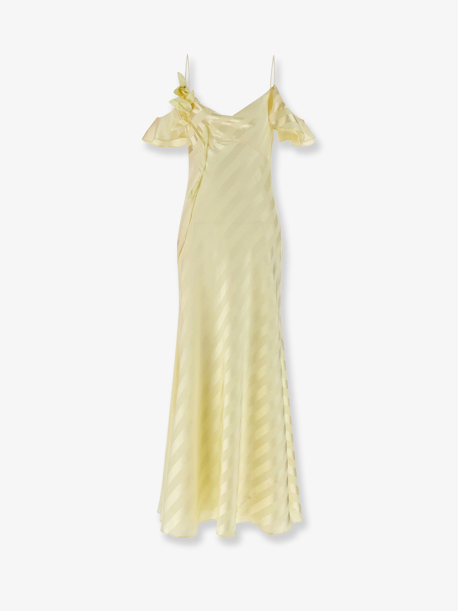 self-portrait Striped satin long dress