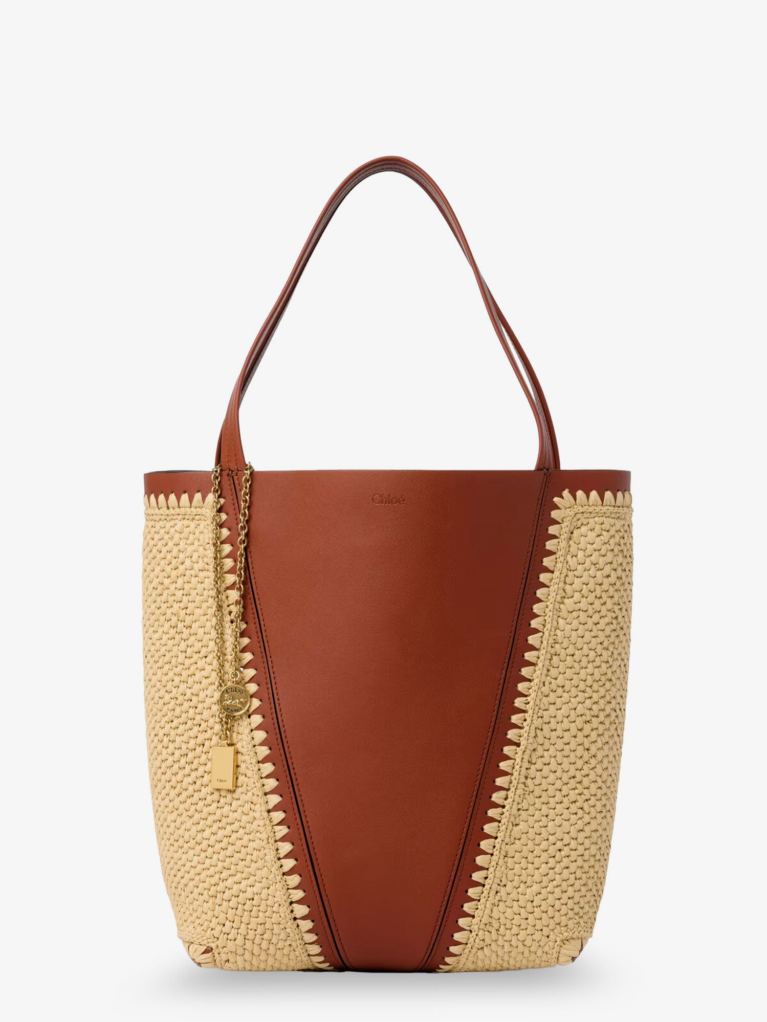 Chloé Chloé Spin leather and raffia shoulder bag