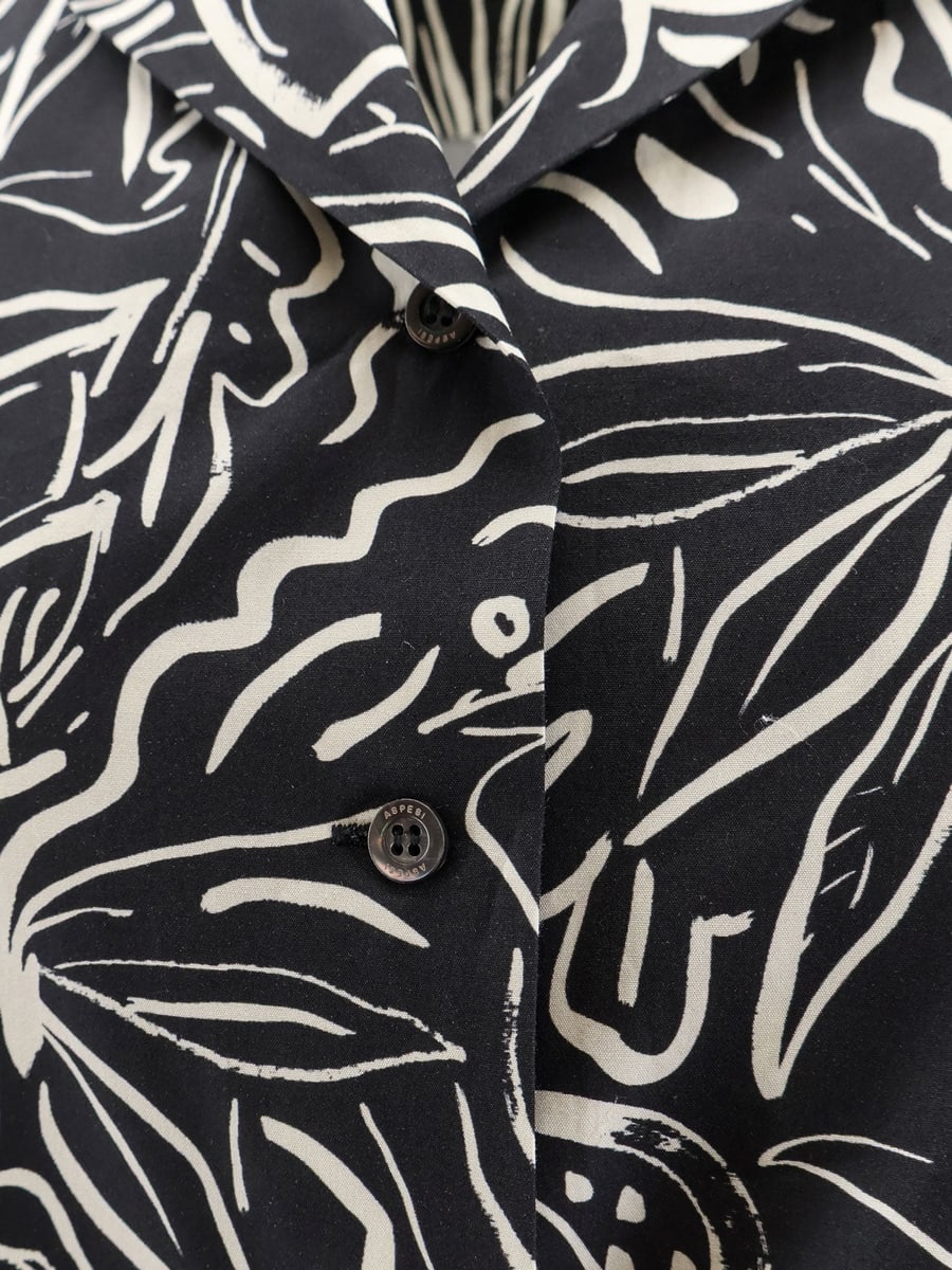 ASPESI Printed cotton chemisier dress, view 3