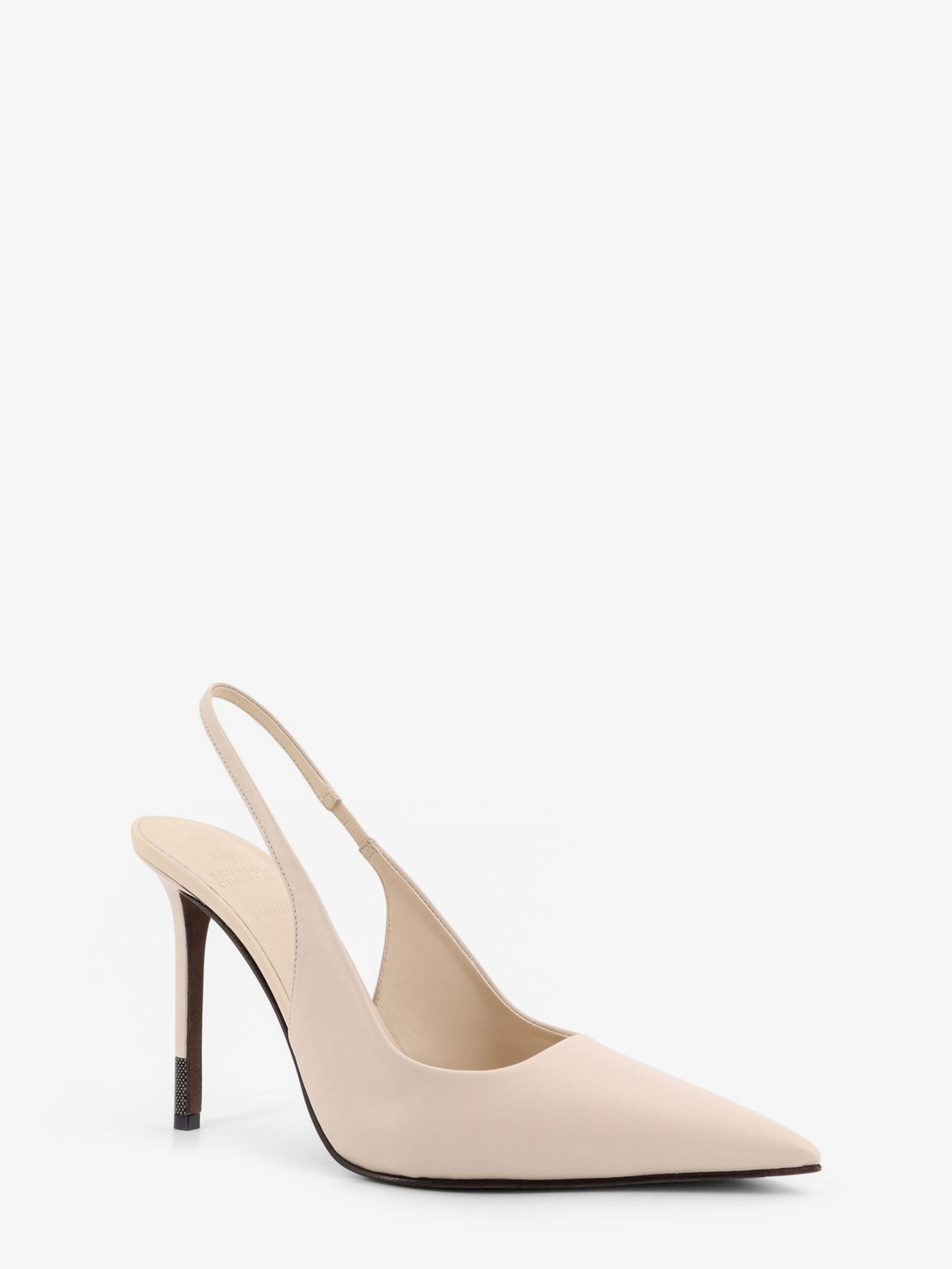 Brunello Cucinelli Leather pumps with Monili detail on the heel, view 2