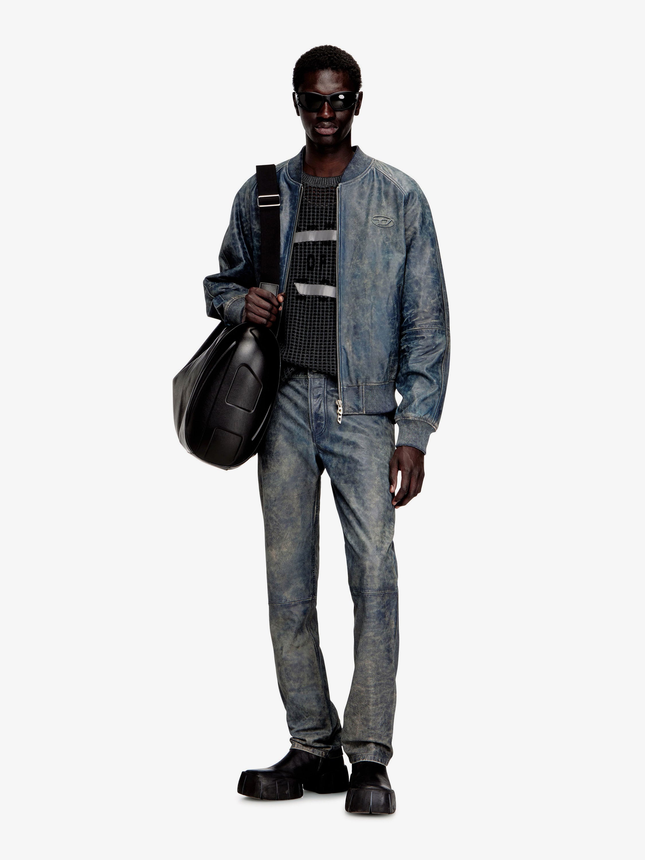 Diesel P-Vyll-Qmbw leather trousers, view 2