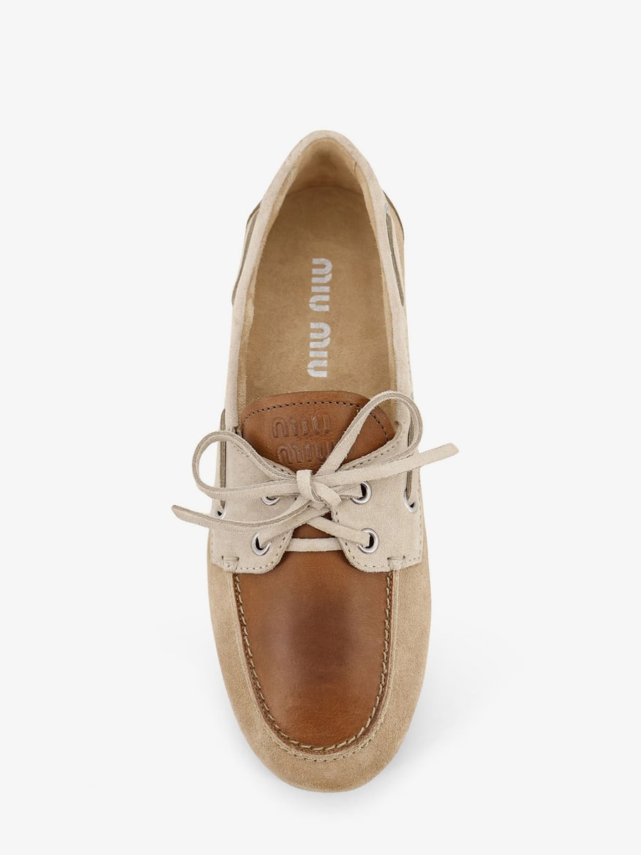 Miu Miu Suede loafer with leather inserts, view 5