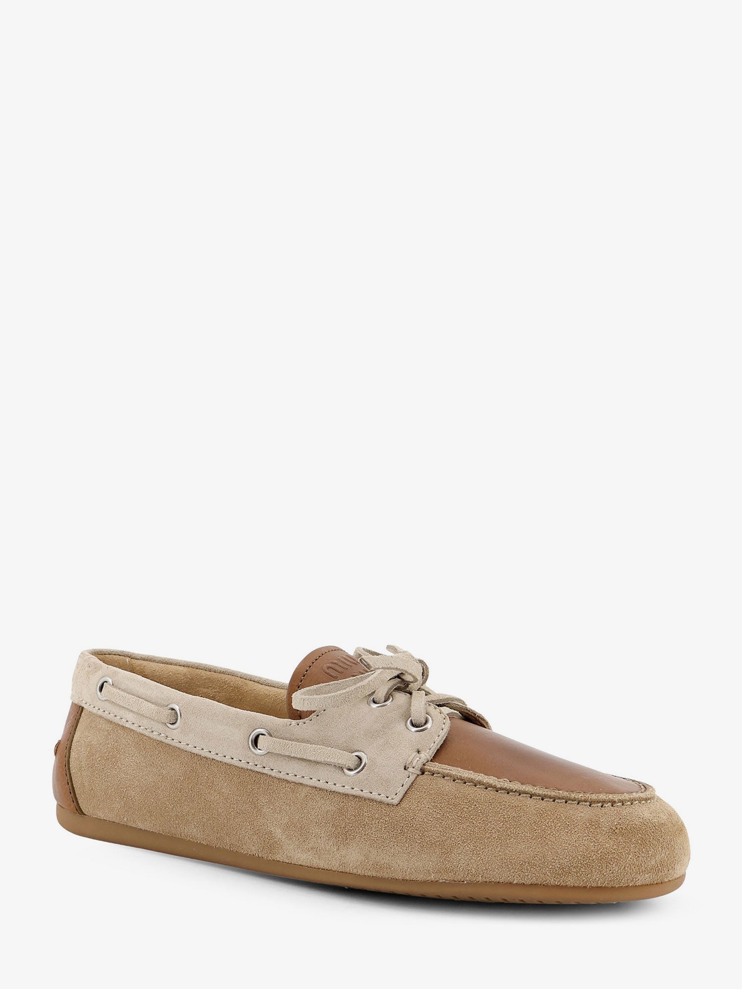 Miu Miu Suede loafer with leather inserts, view 2