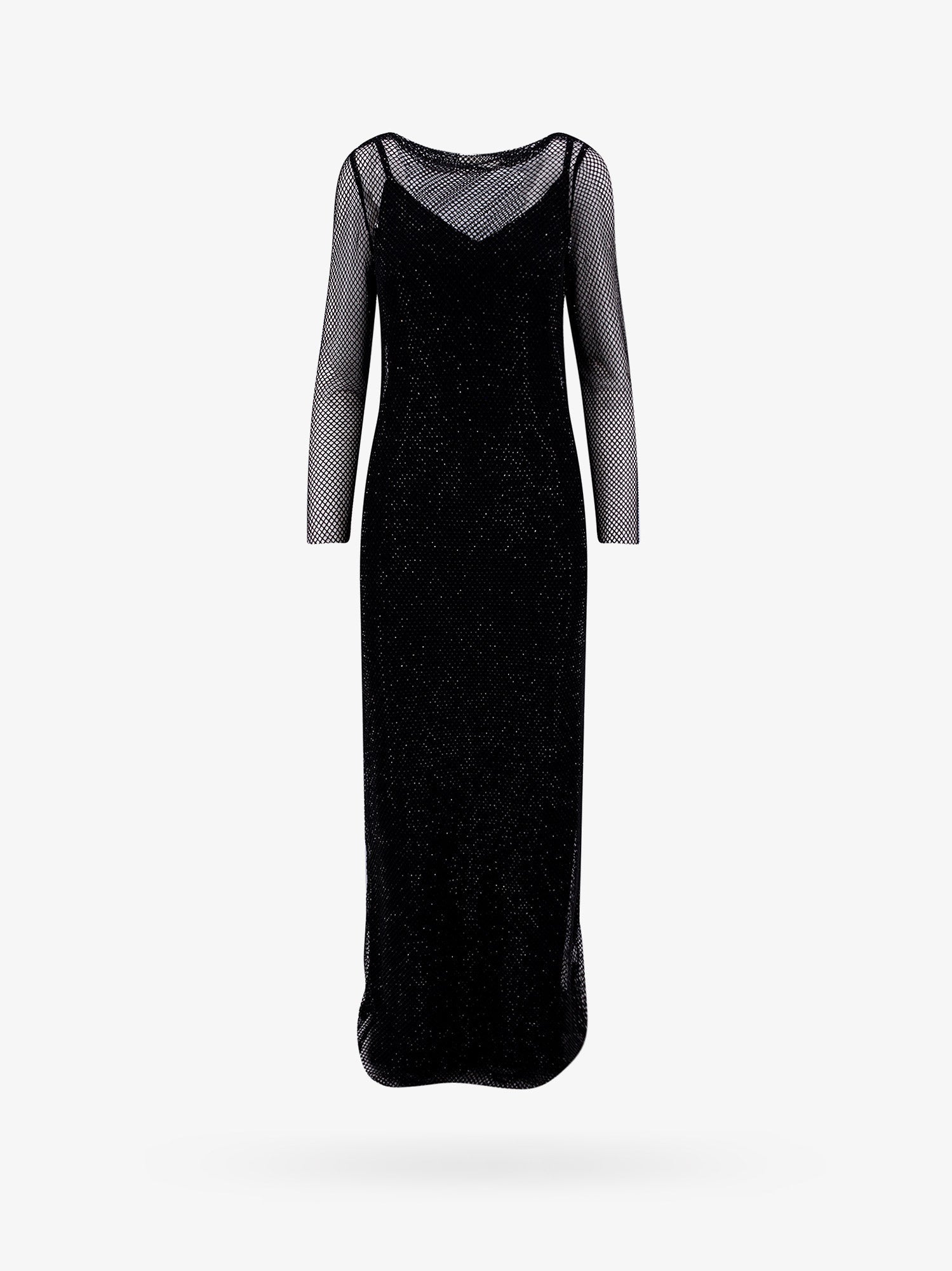Max Mara Embroidered mesh dress with crystals