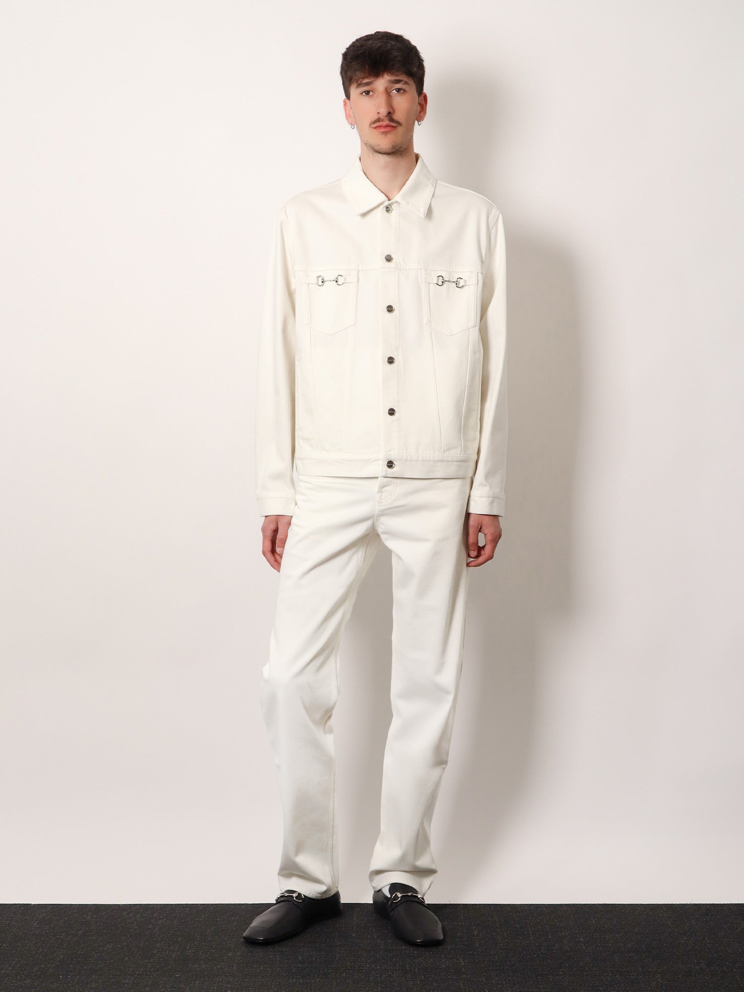 Gucci Denim trousers with metal Horsebit detail on the back, view 2