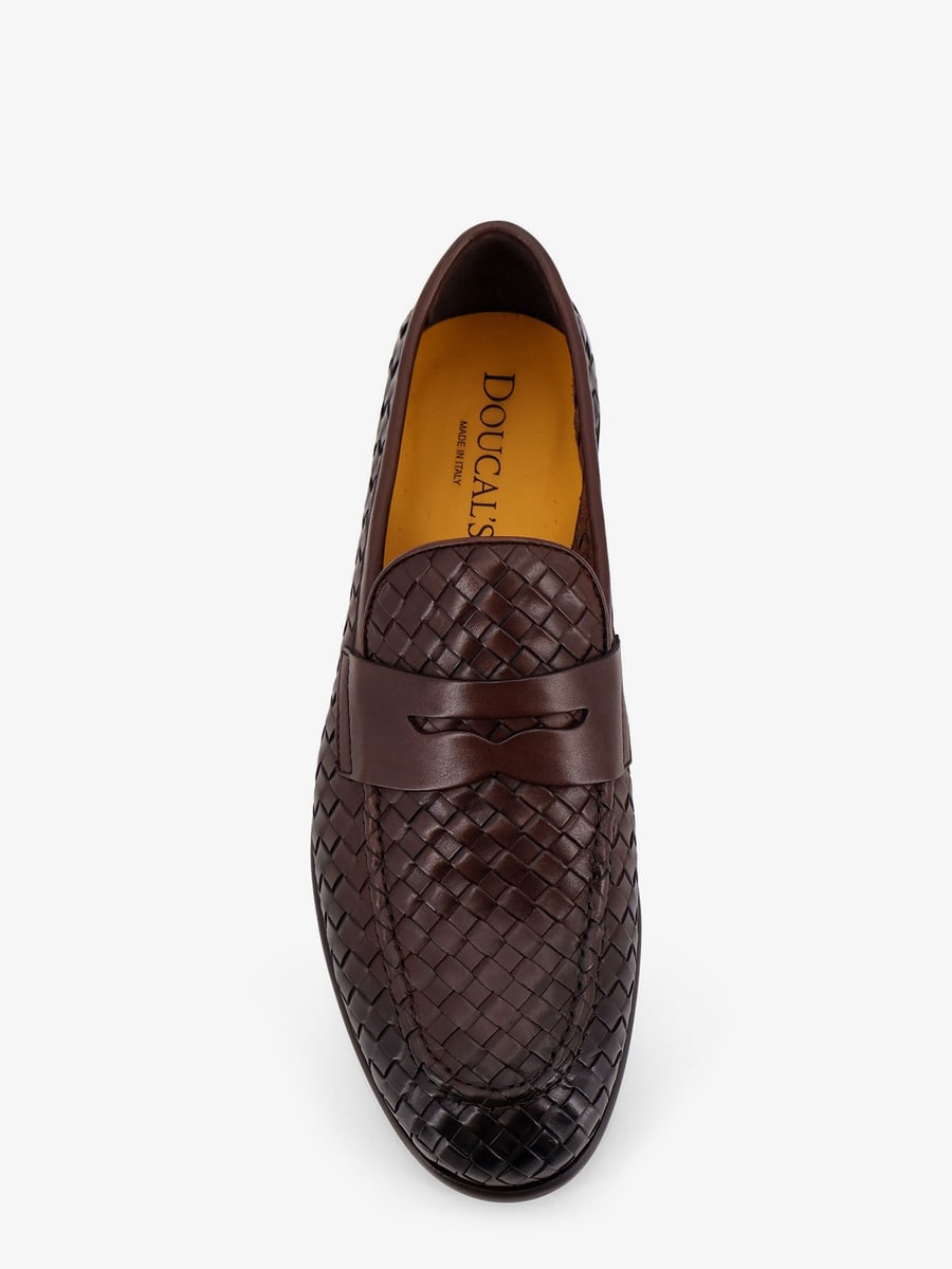 DOUCAL'S Adler leather loafers with woven pattern, view 5