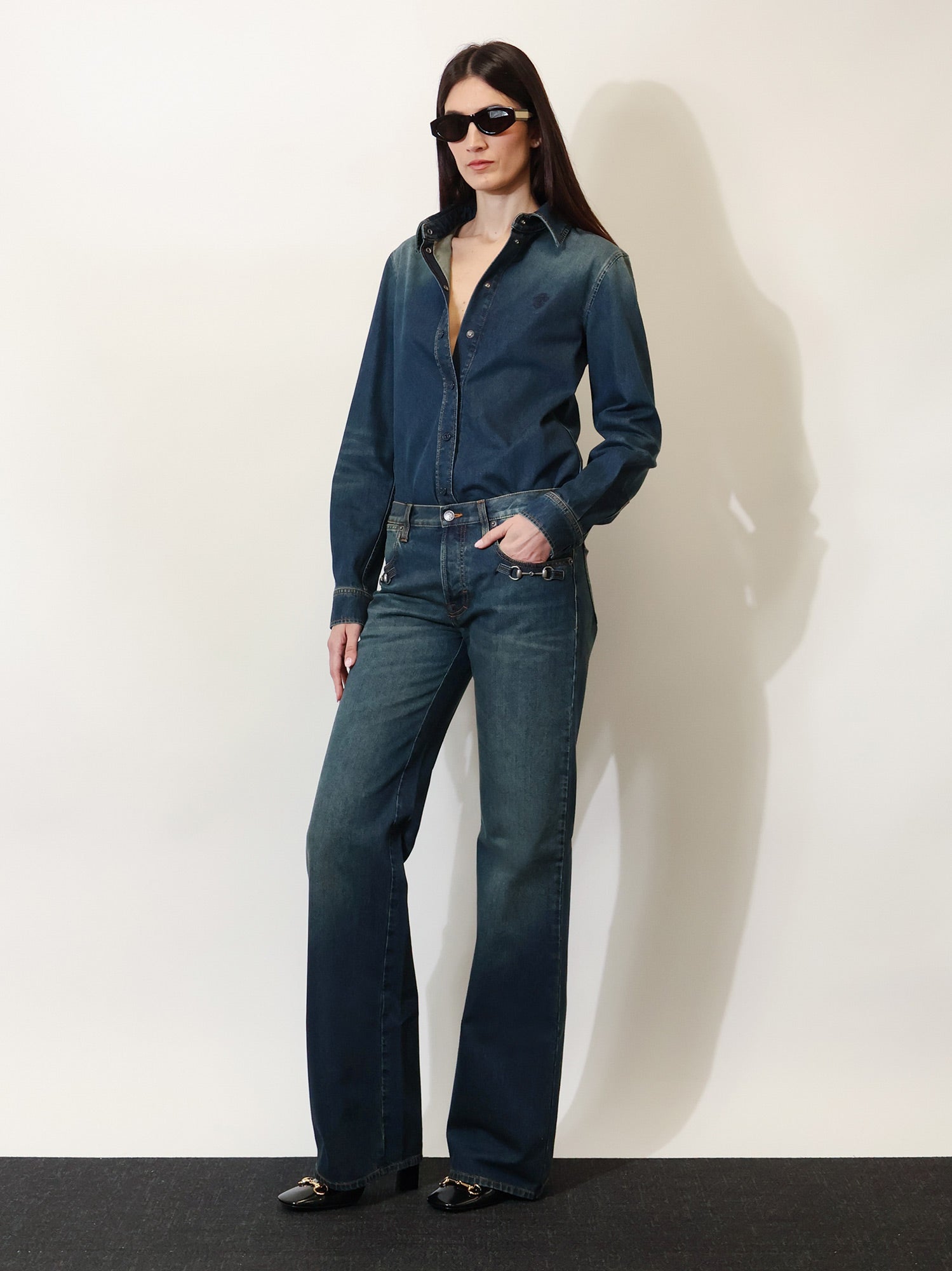 Gucci Denim shirt with embroidery, view 2