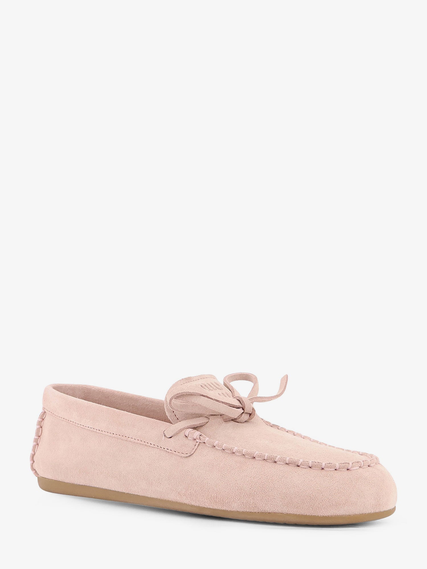 Miu Miu Suede loafer with frontal logo, view 2