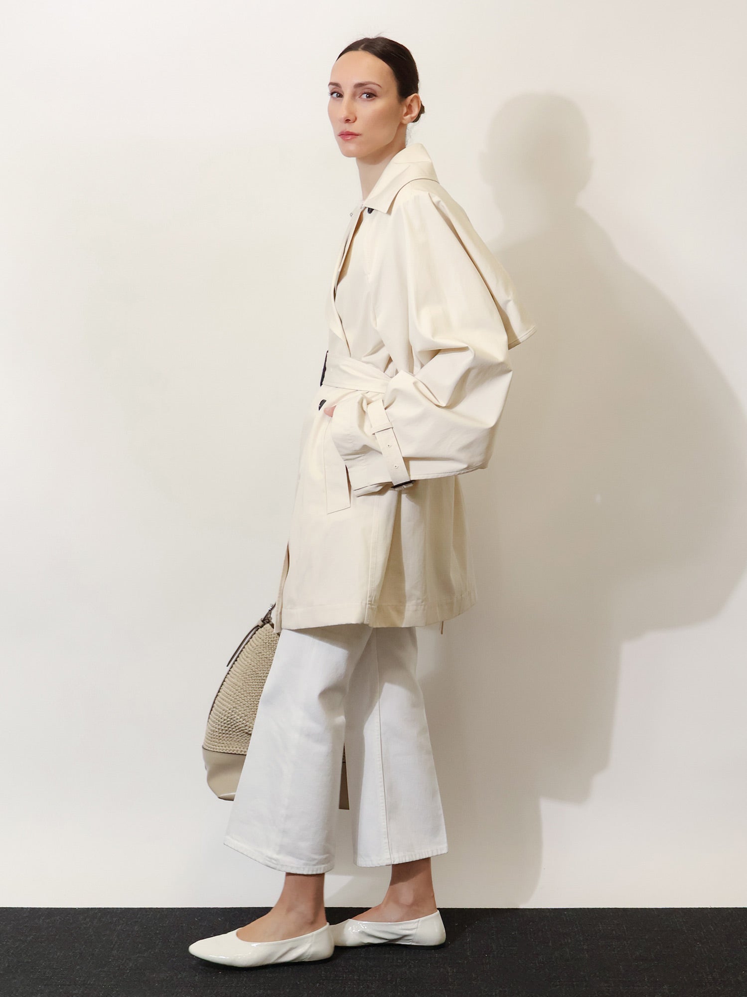 Toteme White denim trousers with flared bottom, view 2