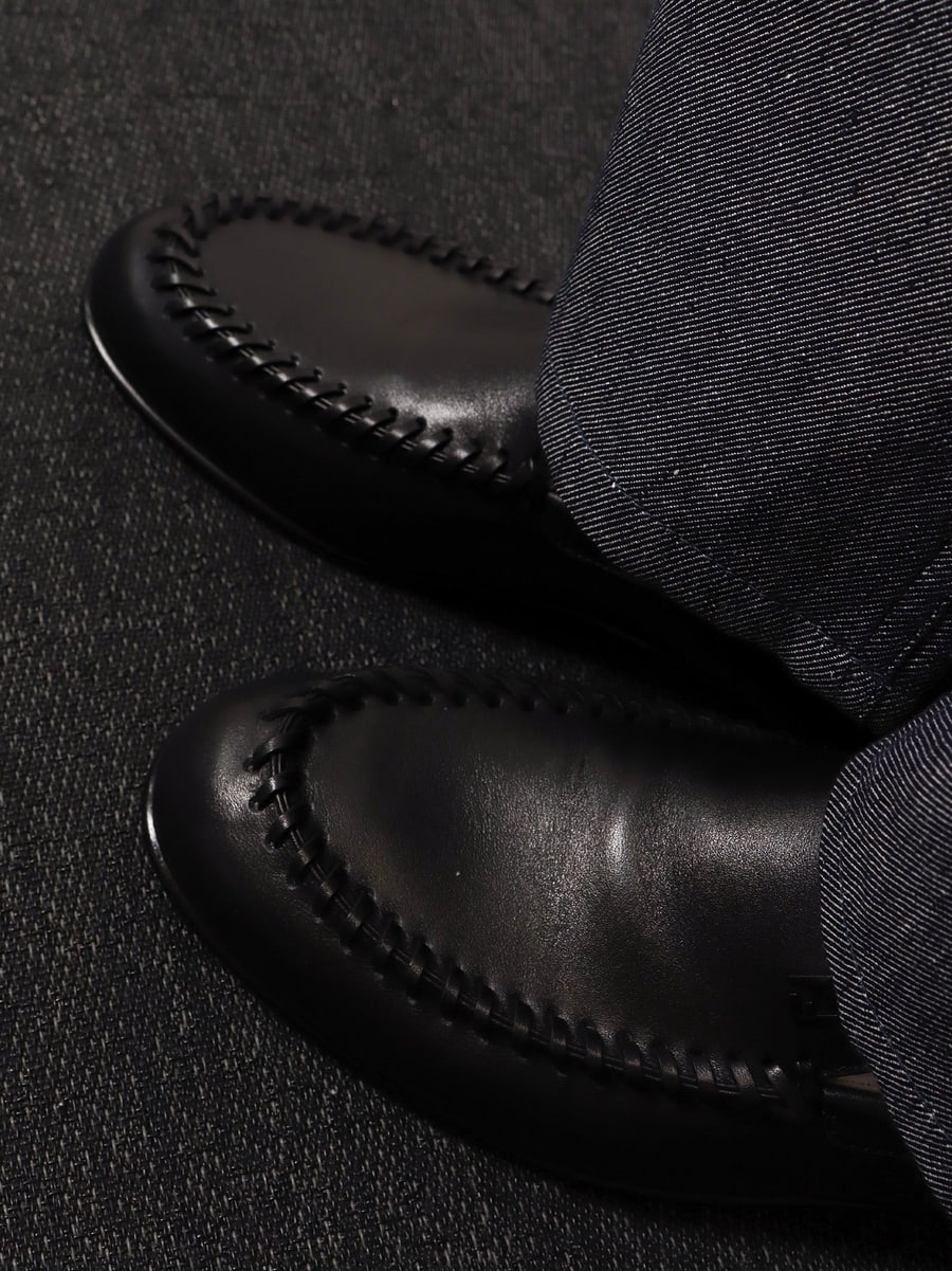 Fendi Leather loafers with metal FF logo, view 2