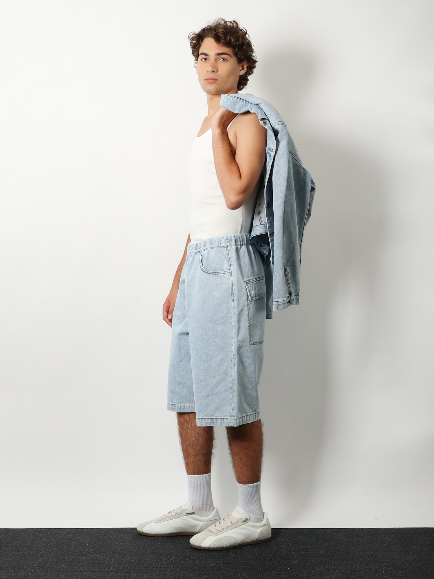 Entire Studios Light-washed denim bermuda shorts, view 2