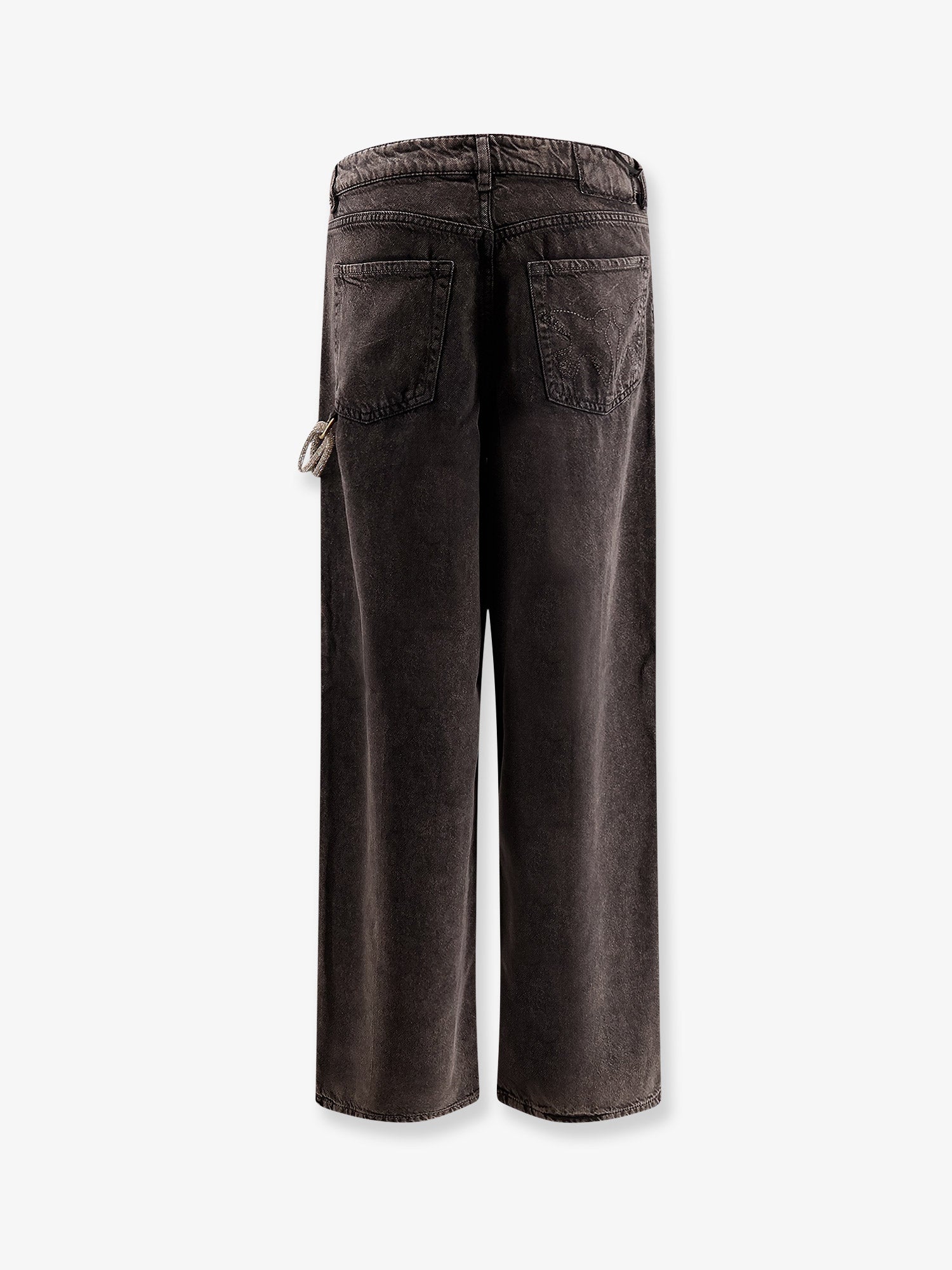 Pinko Lauryn bull denim jeans with removable jewel rope, view 2