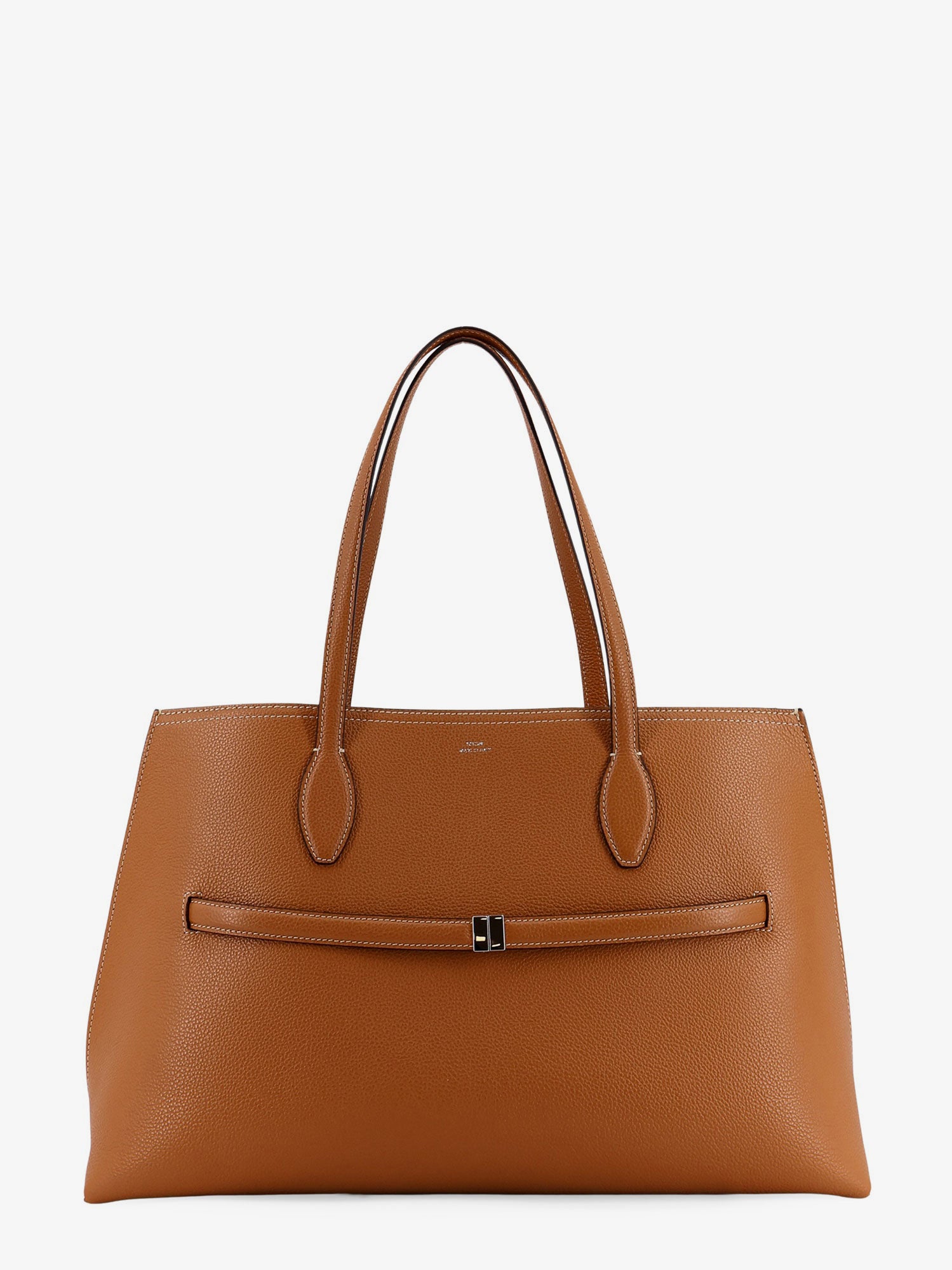 Toteme Leather shoulder bag with lettering logo on the front