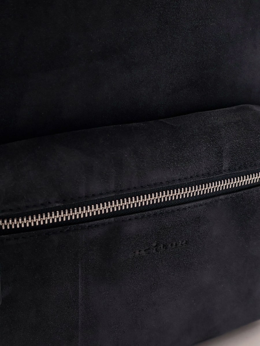 KITON CIRO PAONE Suede backpack with engraved logo, view 5