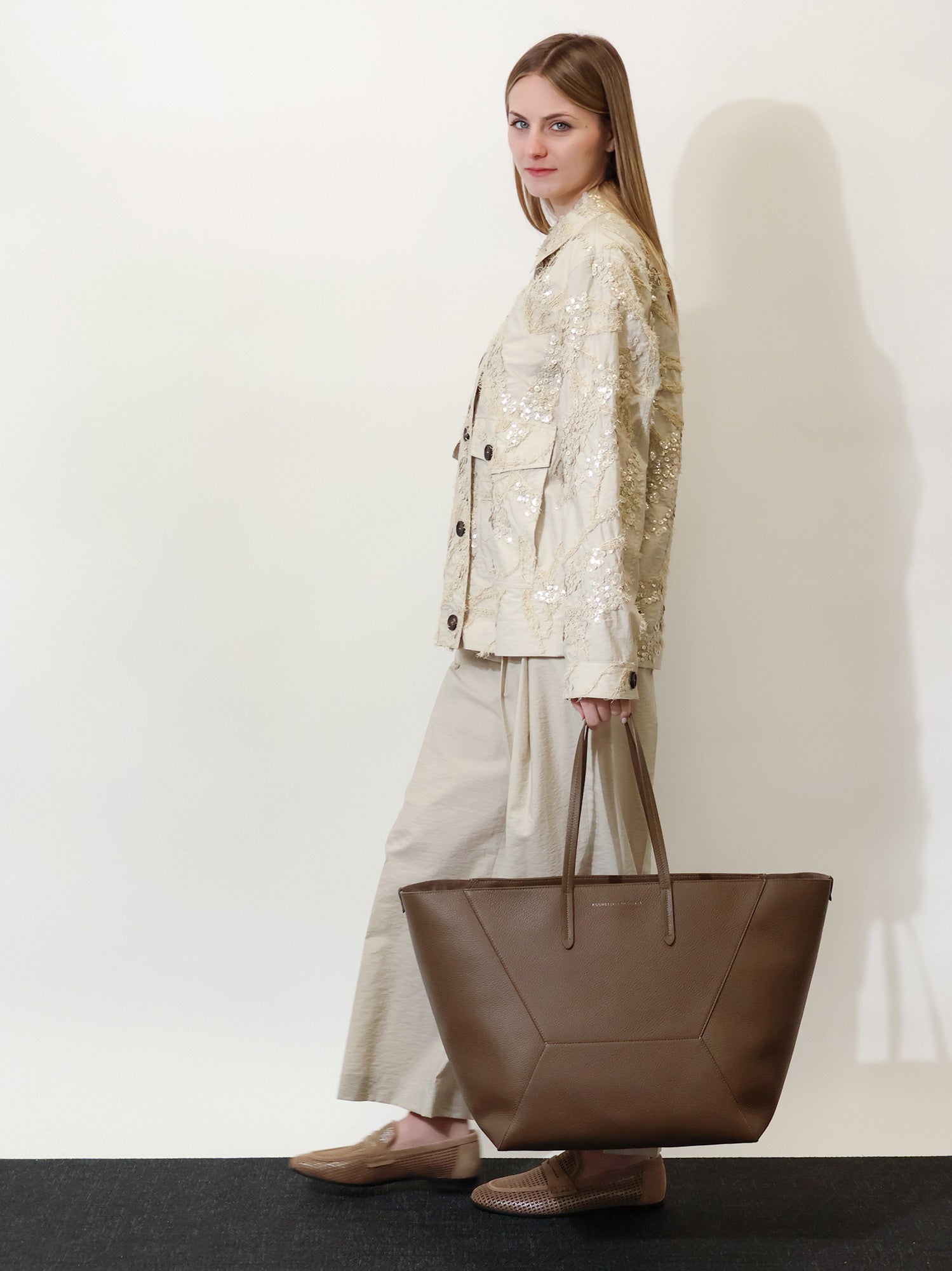 Brunello Cucinelli BC Duo hammered leather handbag, view 2