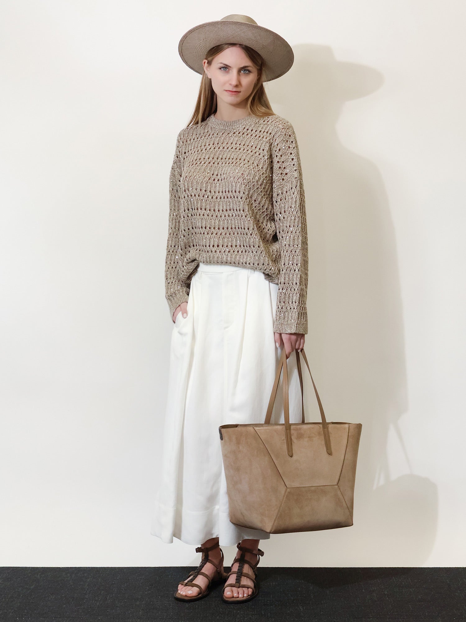 Brunello Cucinelli Viscose and linen skirt, view 2