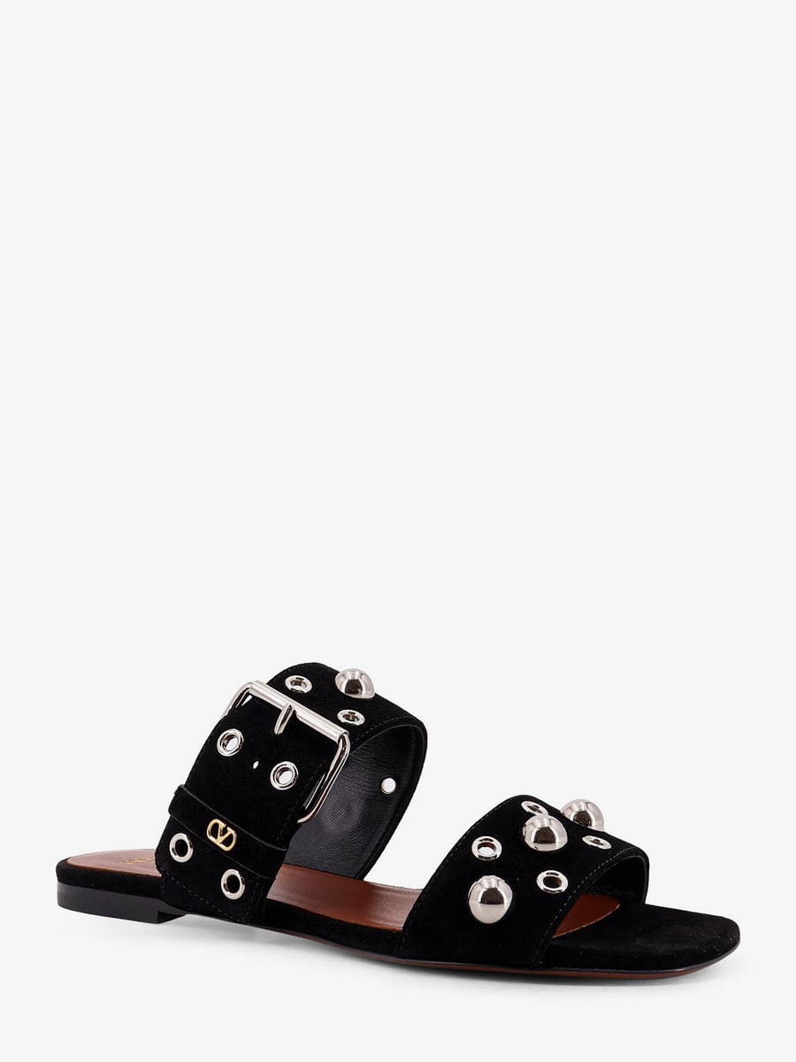 Valentino Garavani Suede sandals with side metal VLogo, view 2