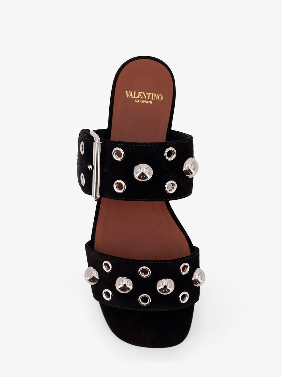 Valentino Garavani Suede sandals with side metal VLogo, view 4