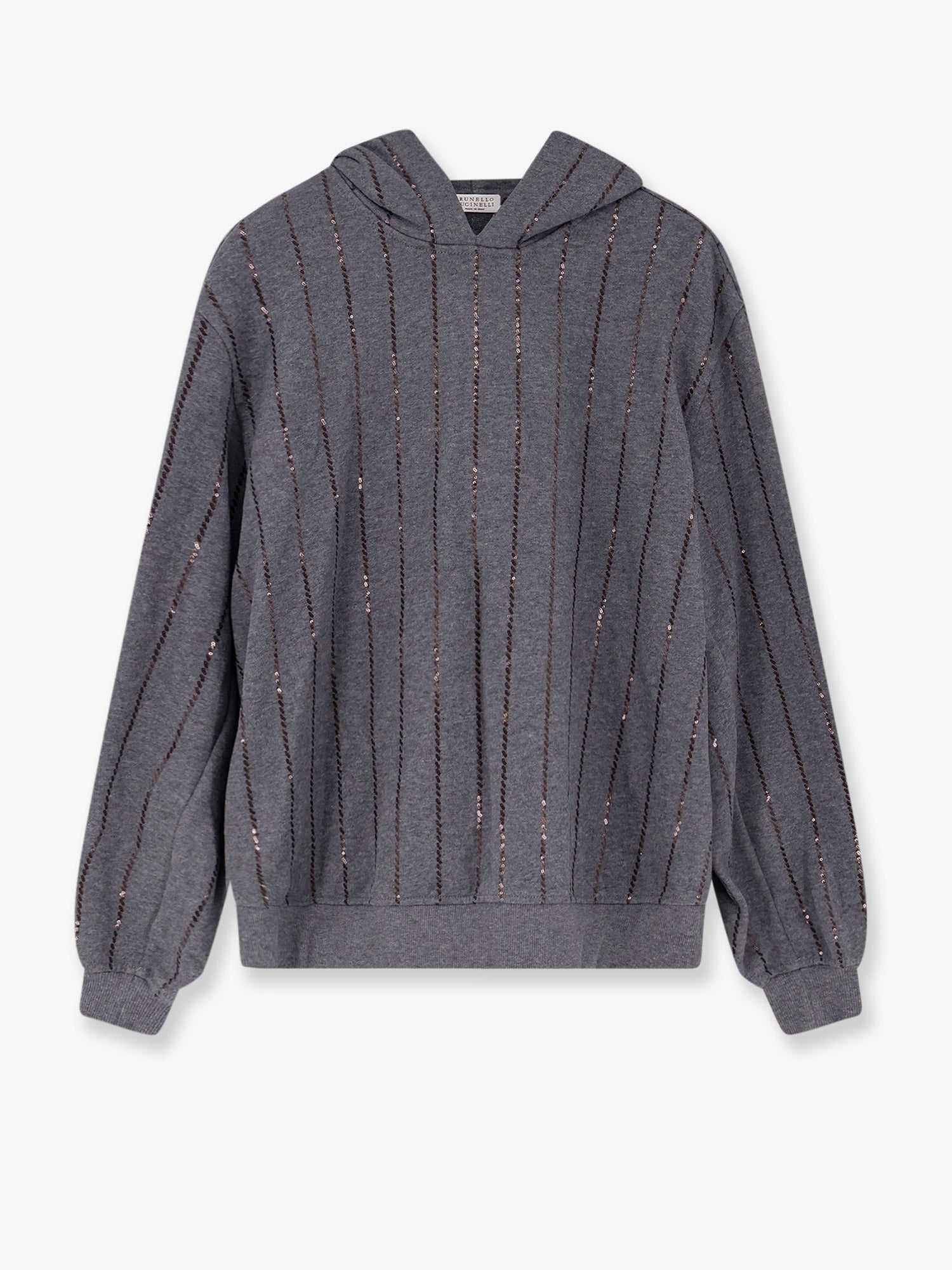 Brunello Cucinelli Dazzling chalk stripe embroidery cotton sweatshirt