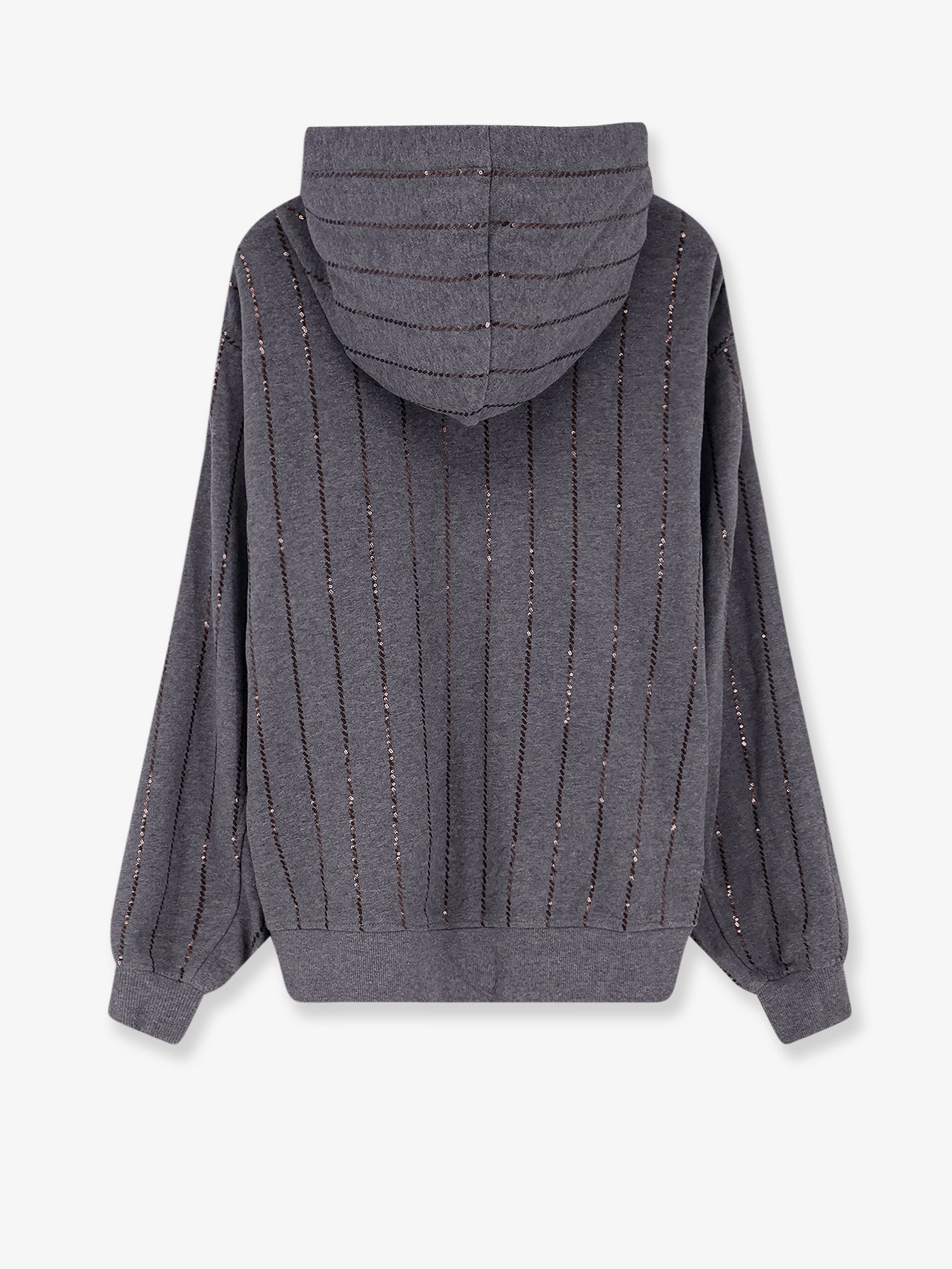 Brunello Cucinelli Dazzling chalk stripe embroidery cotton sweatshirt, view 2