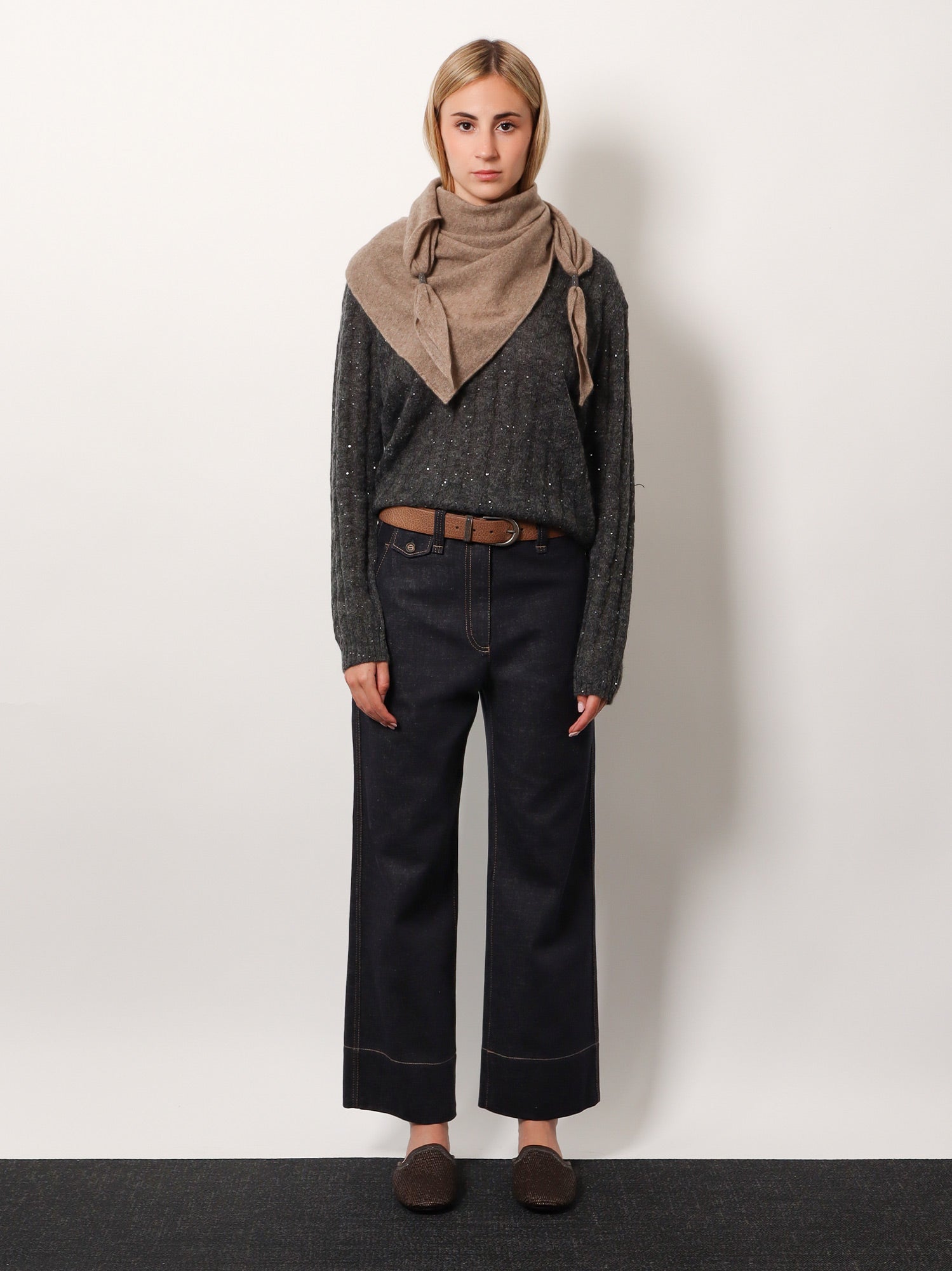 Brunello Cucinelli Wool blend sweater with all-over sequins, view 2