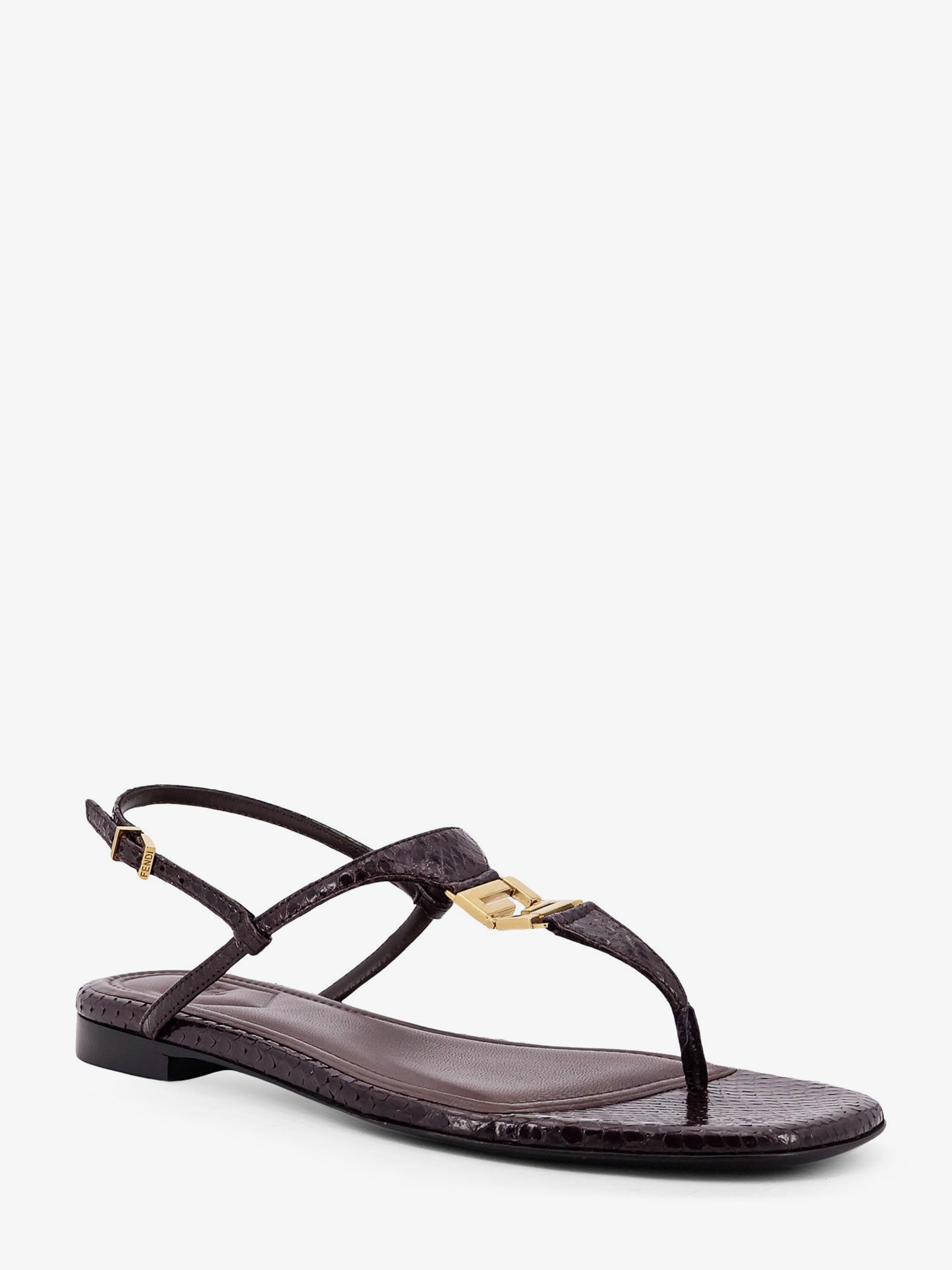 Fendi Fold leather sandals with reptile effect, view 2