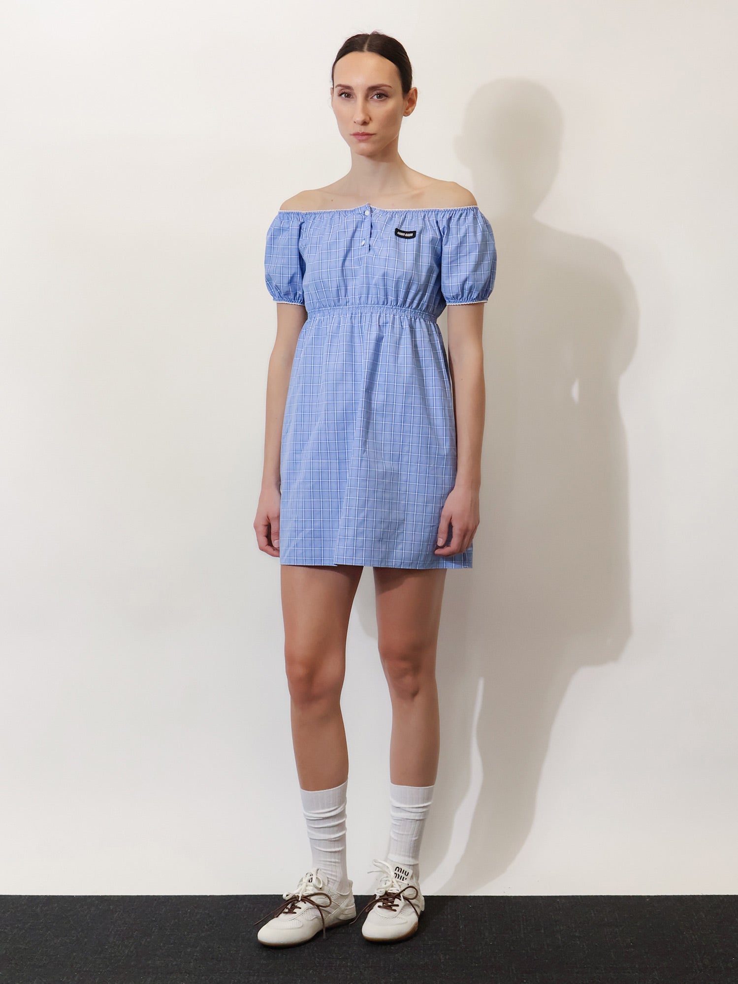 Miu Miu Madras cotton mini dress, view 2