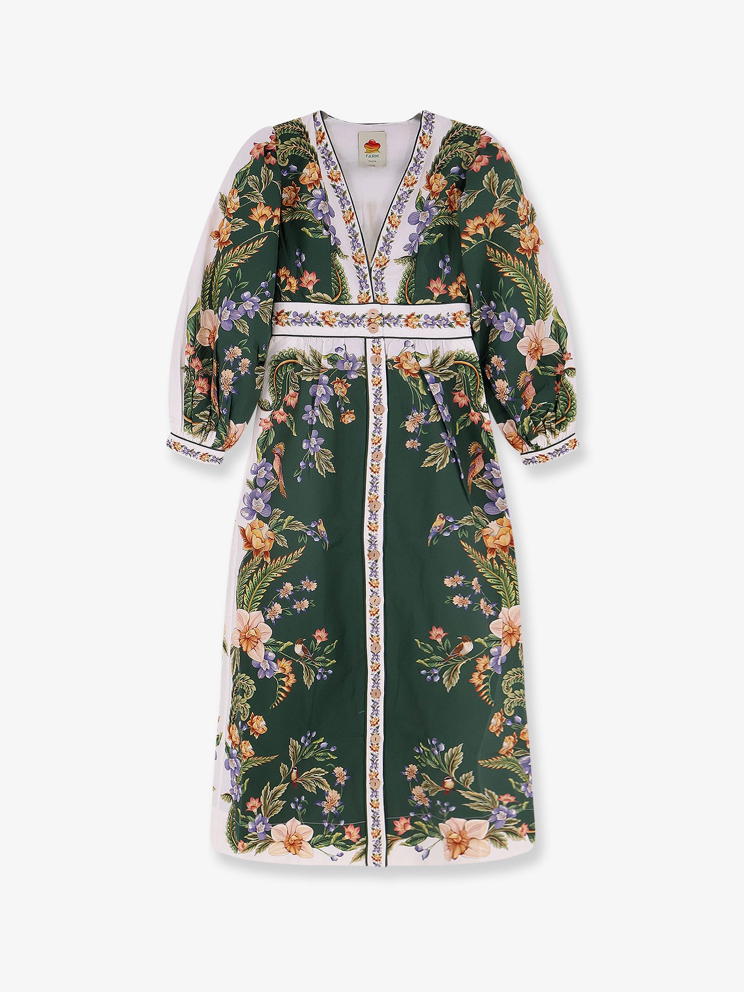 FARM RIO Long cotton dress with floral print