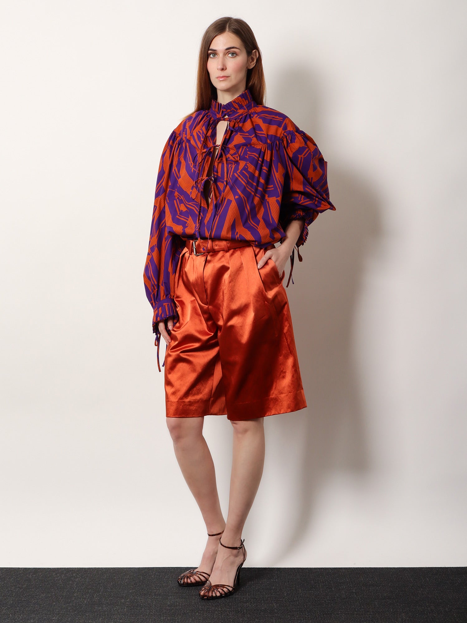 Dries Van Noten Catya cotton shirt with Crushed Stripe print